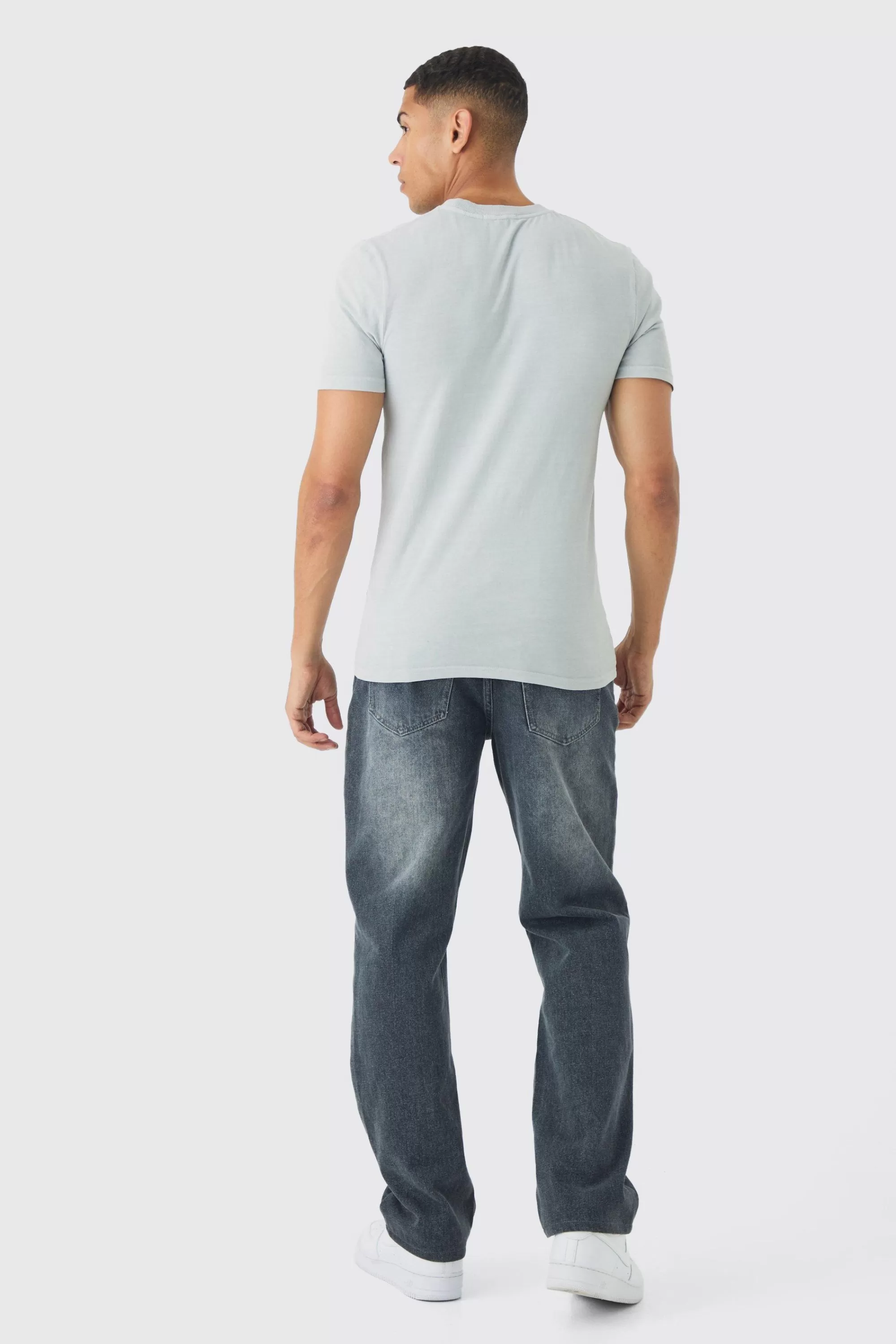 boohooMAN Muscle Fit Ofcl Star Print T-Shirt | UK grey Online