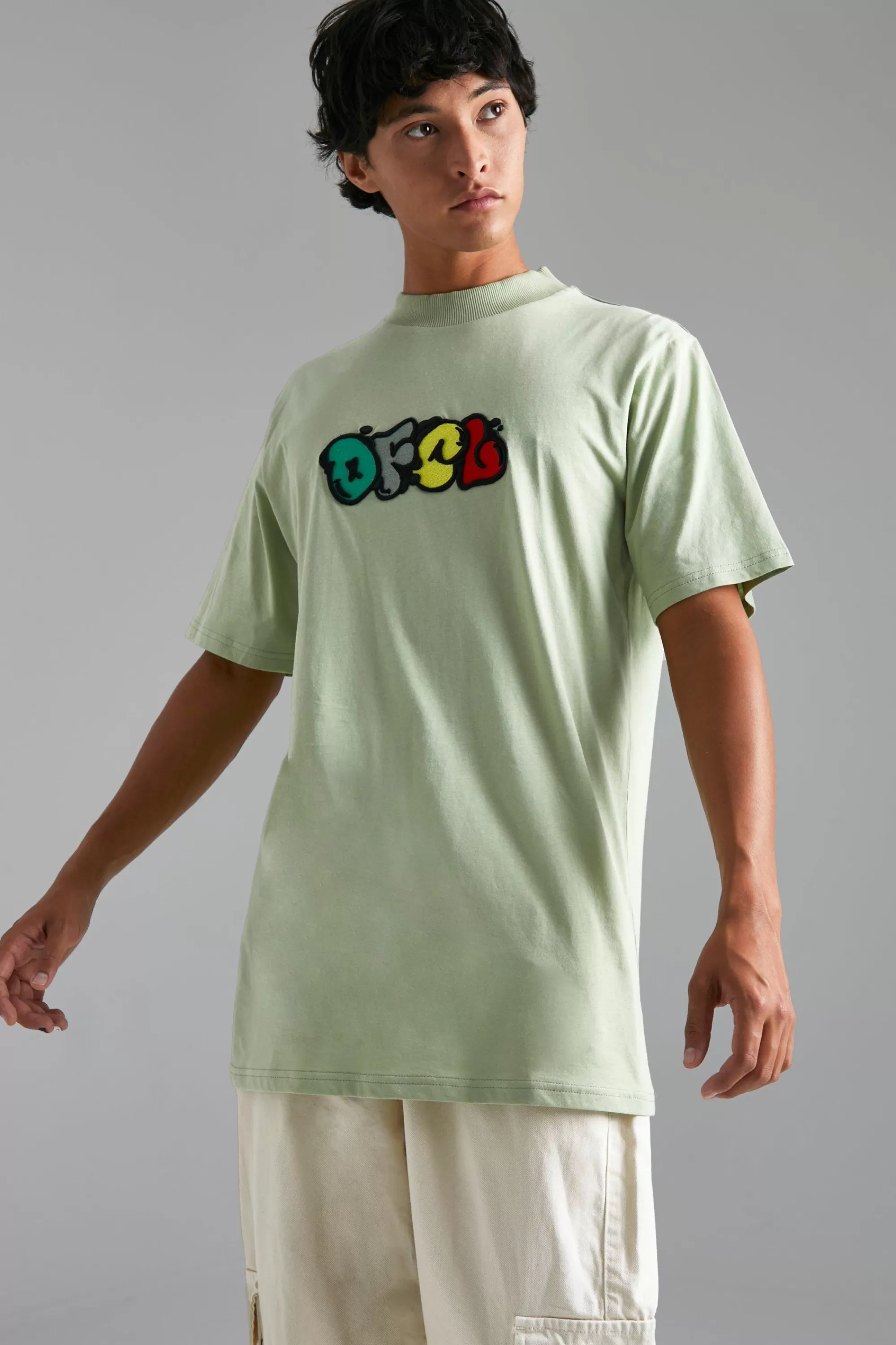 boohooMAN Ofcl Embroidered Longline T-shirt | UK sage Best Sale