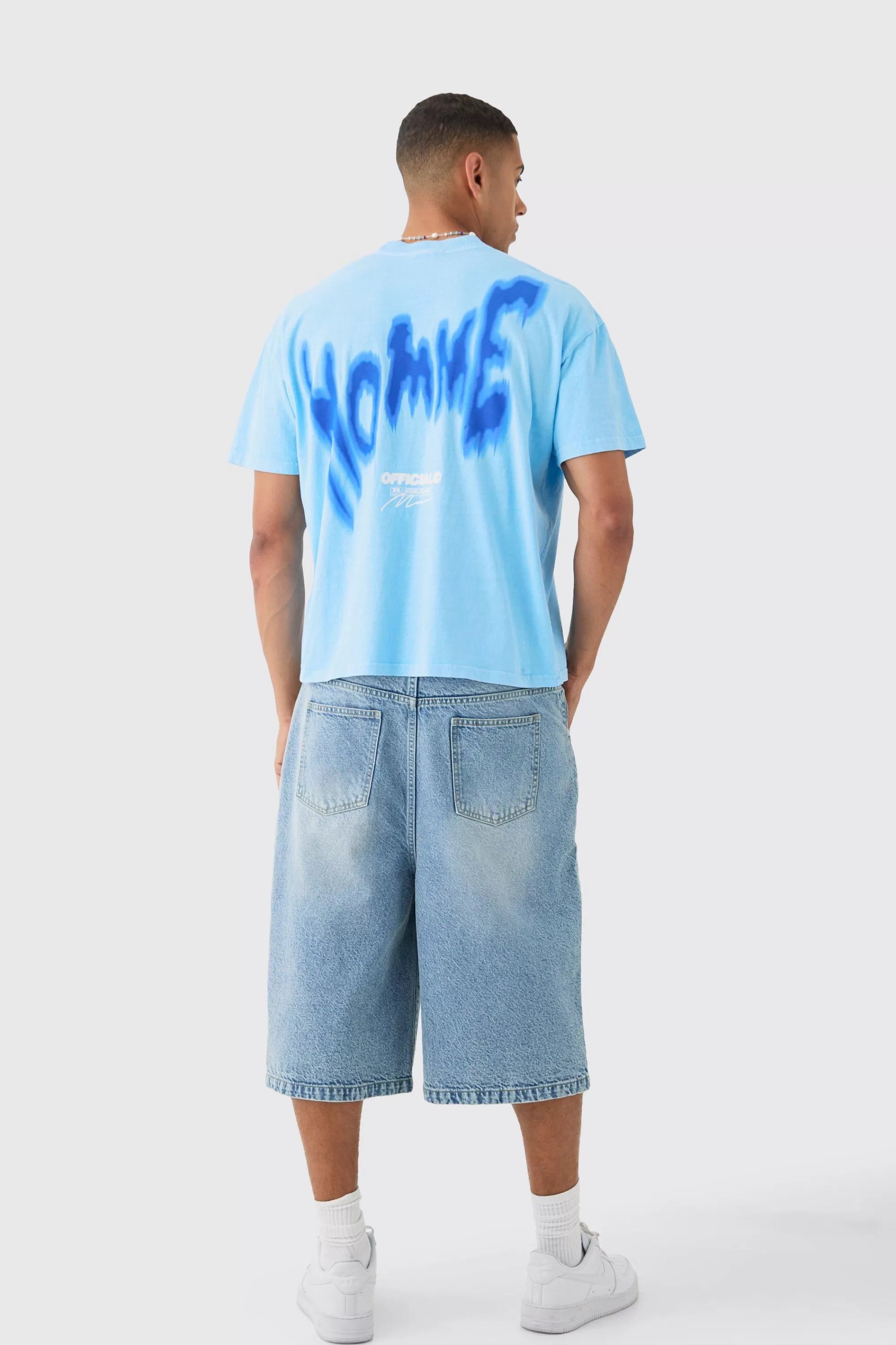 boohooMAN Oversized Back Print Washed Graffiti Homme T-shirt | UK blue Discount