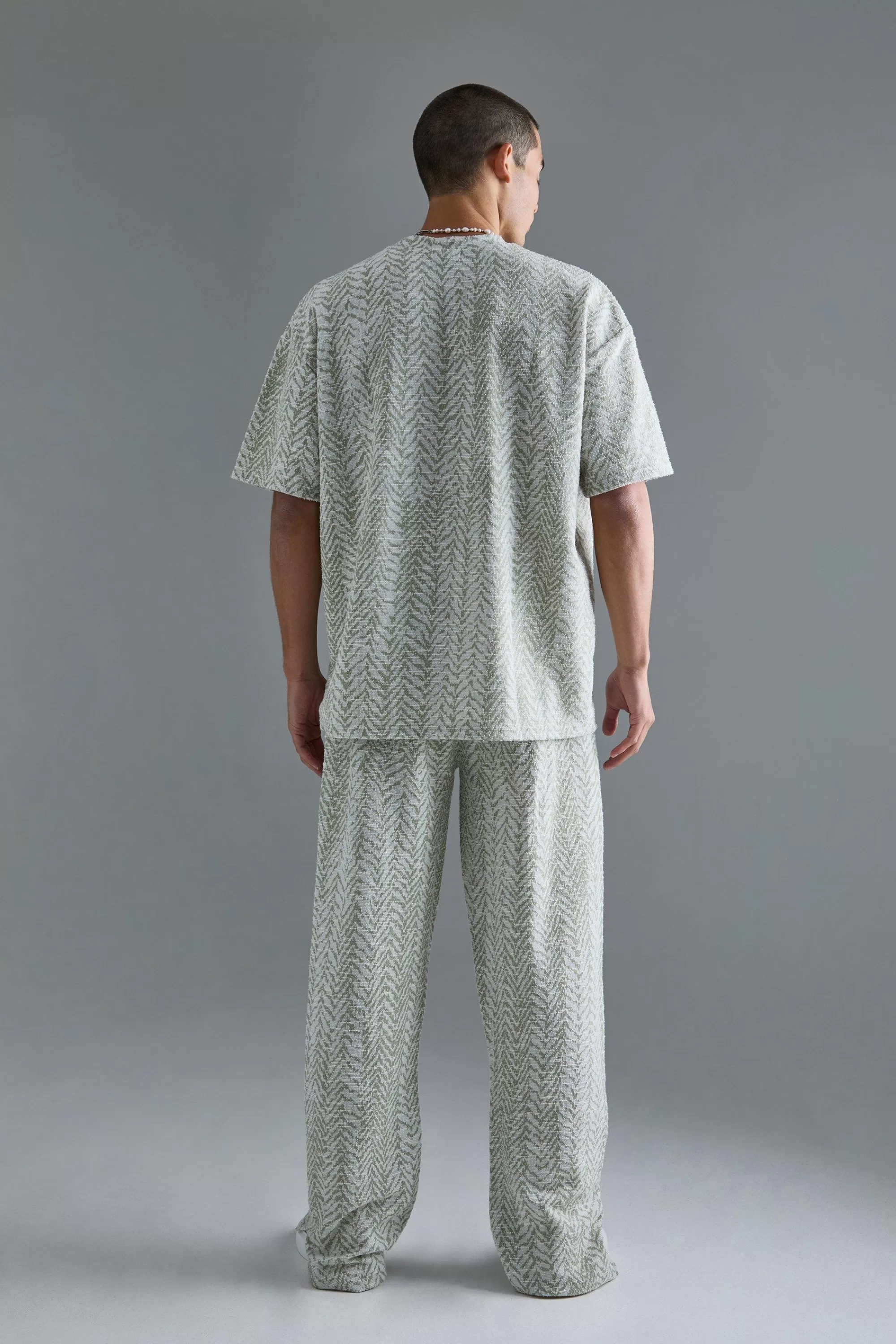 boohooMAN Oversized Boucle T-shirt | UK light khaki Discount