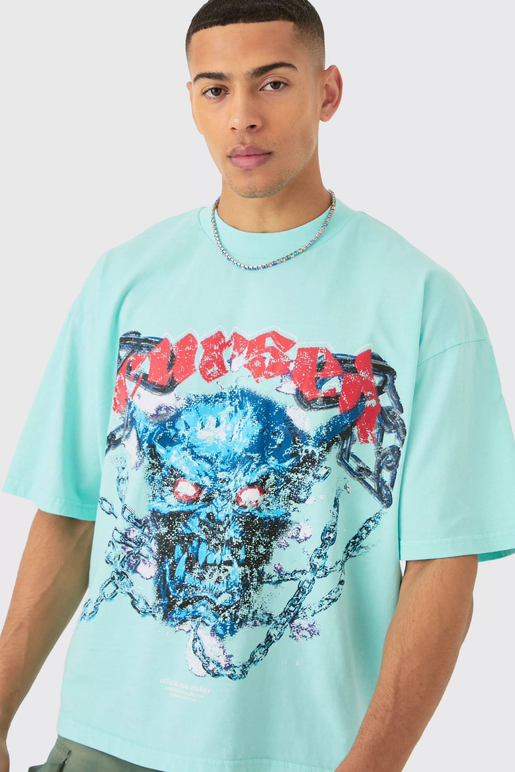 boohooMAN Oversized Boxy Acid Wash Heavyweight T-shirt | UK blue Best Sale