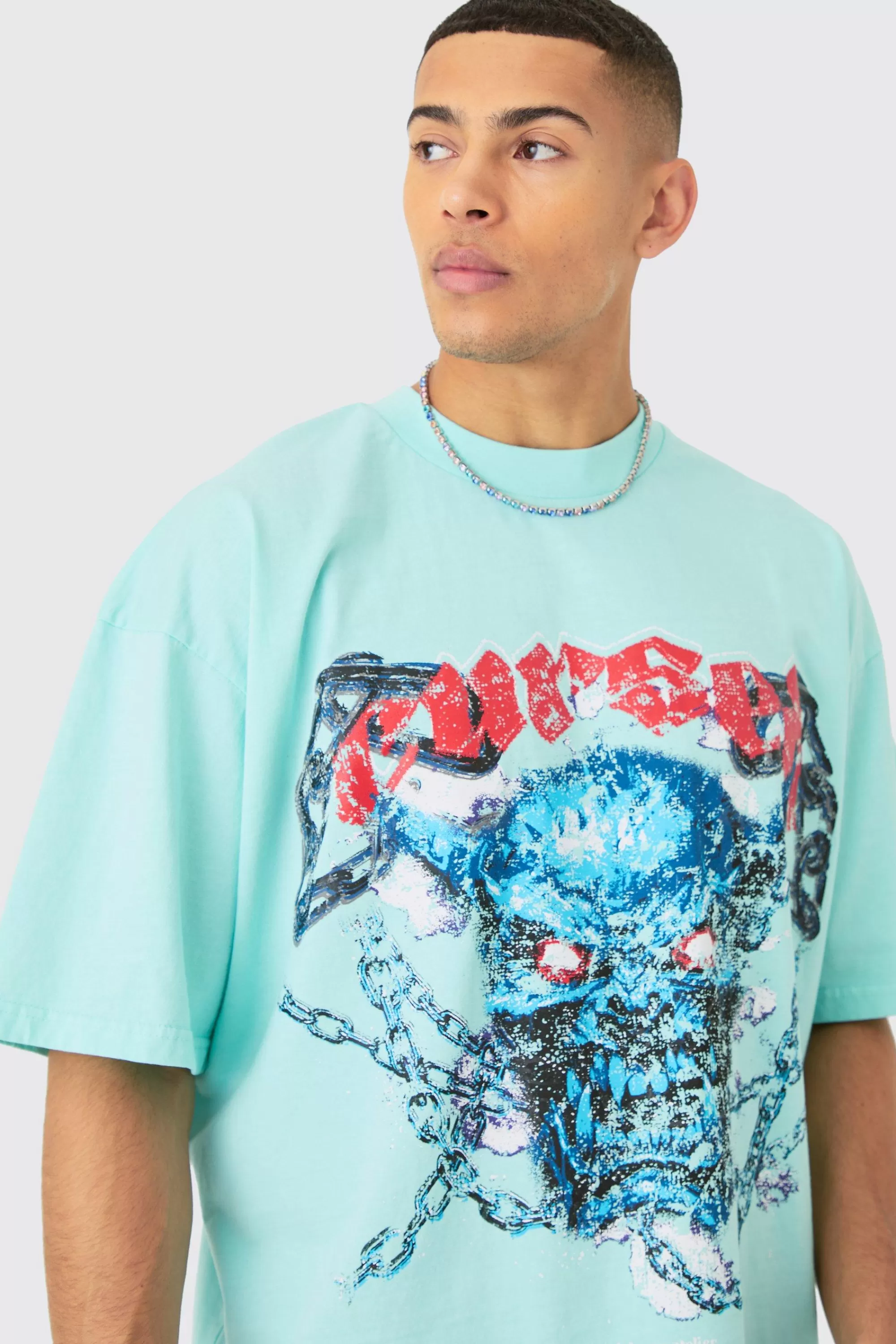 boohooMAN Oversized Boxy Acid Wash Heavyweight T-shirt | UK blue Best Sale