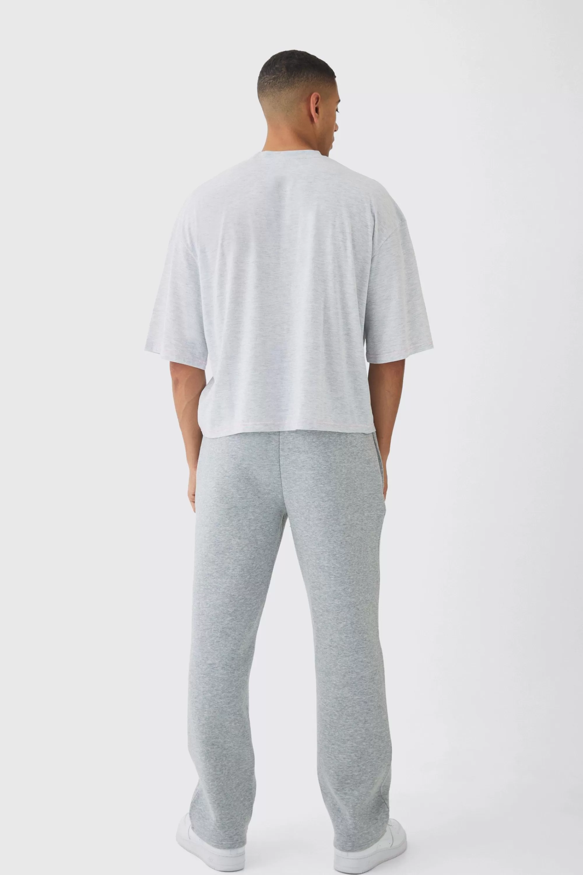 boohooMAN Oversized Boxy Contrast Stitch Half Sleeve T-shirt | UK ash grey Store