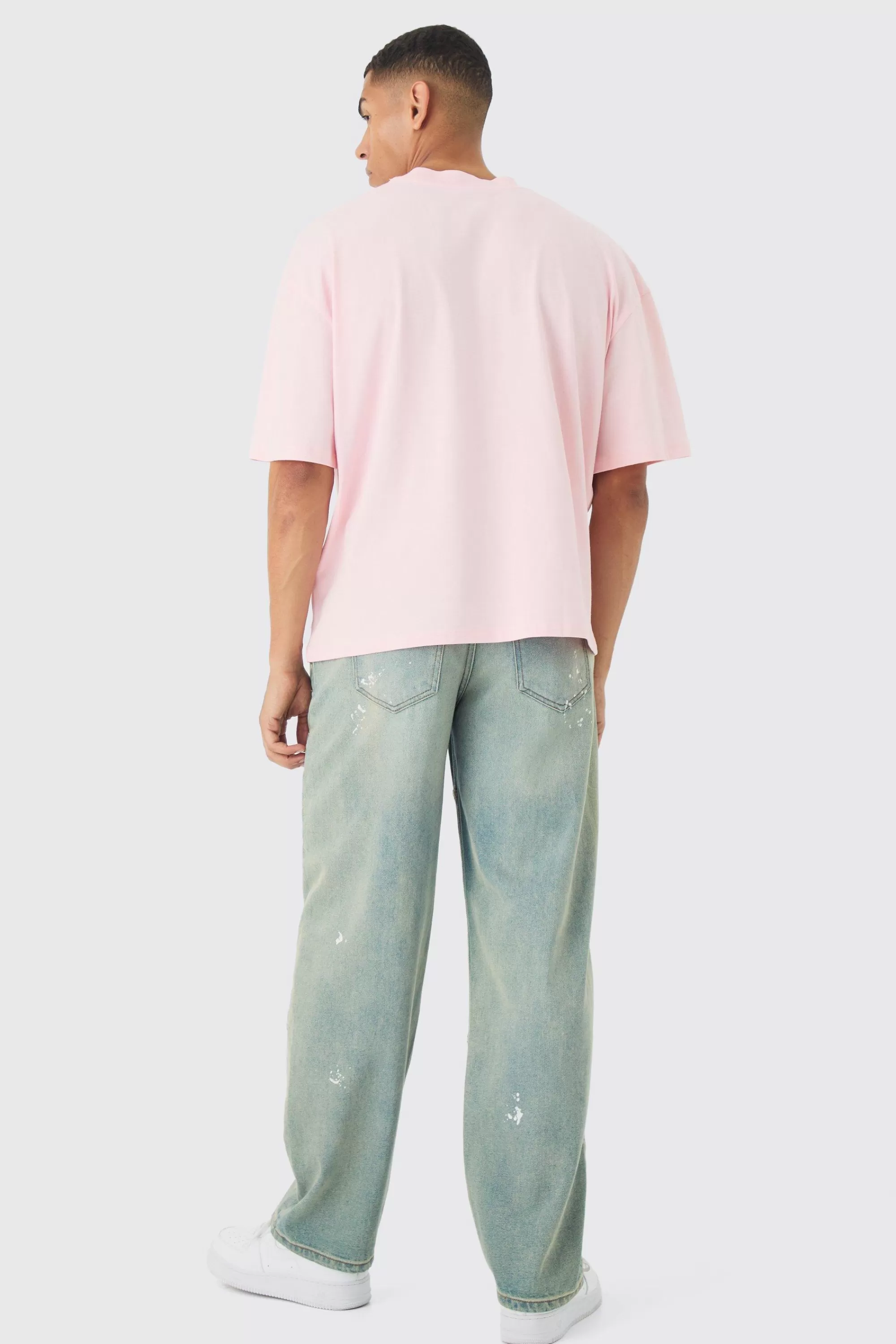boohooMAN Oversized Boxy Distressed Heavyweight Renaissance Graphic T-shirt | UK pink Sale