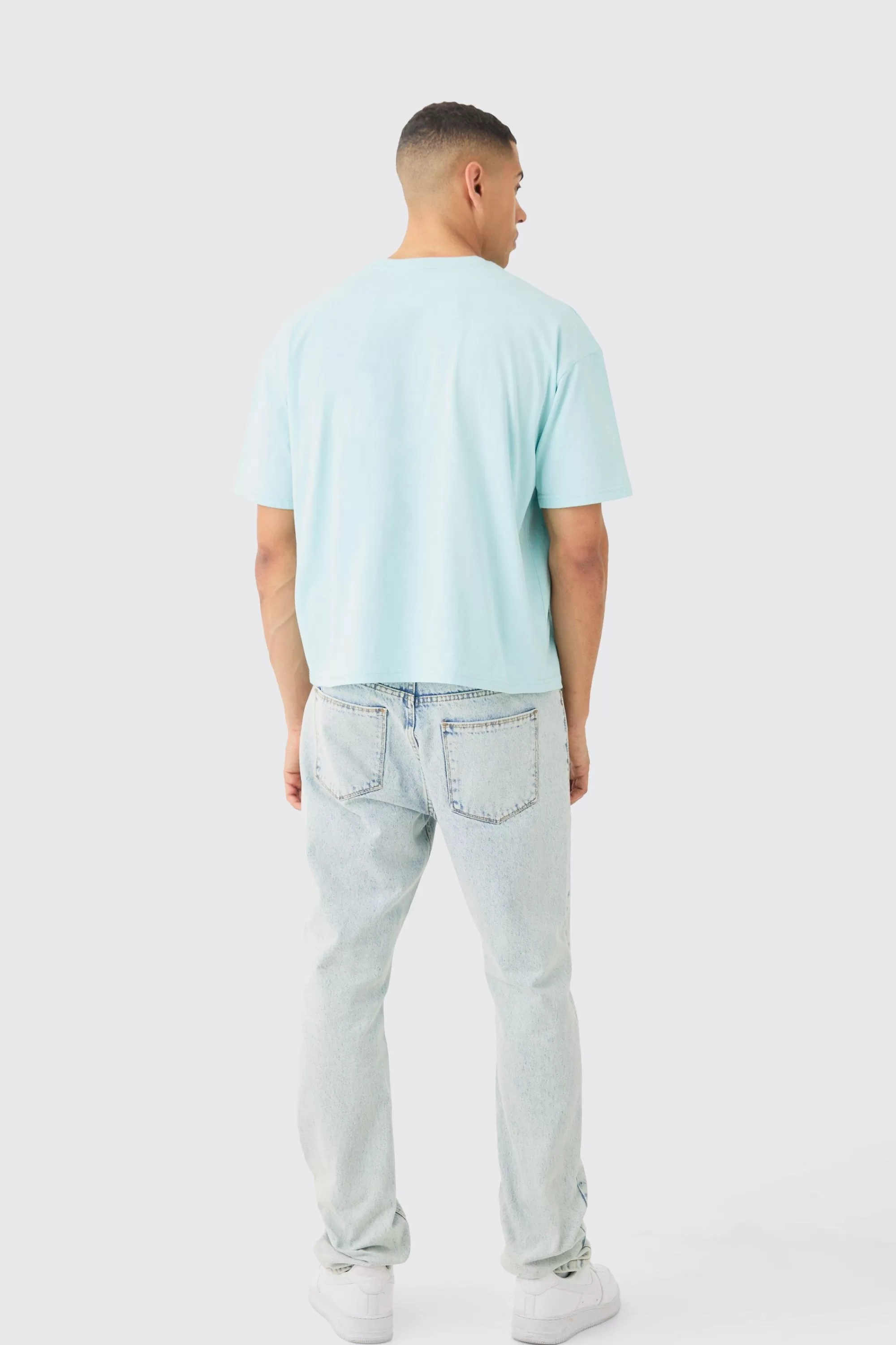 boohooMAN Oversized Boxy Embroidered T-shirt | UK blue Fashion