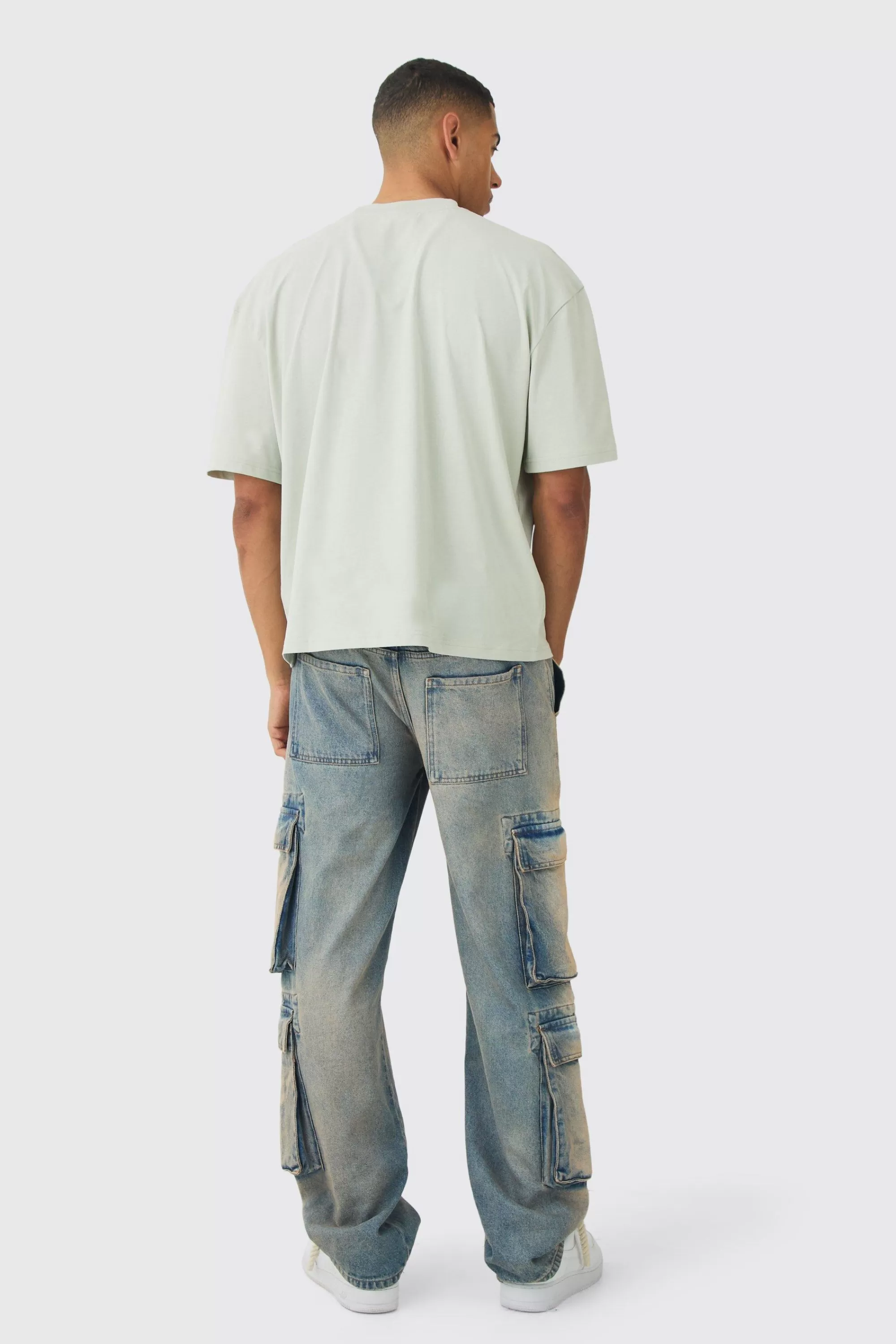 boohooMAN Oversized Boxy Extended Neck Hollywood Graphic T-shirt | UK light grey Outlet