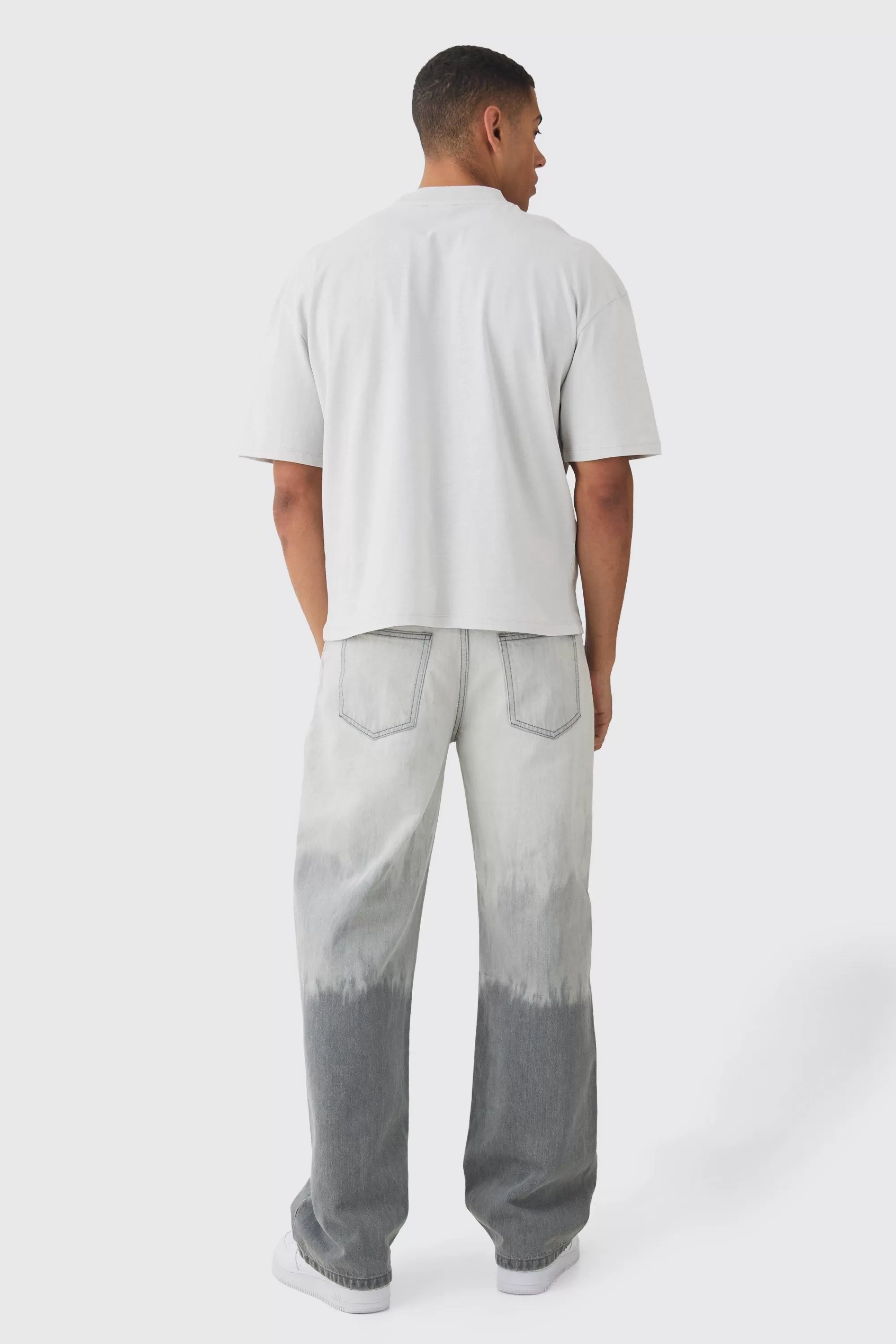 boohooMAN Oversized Boxy Extended Neck Palm Tree T-shirt | UK light grey Flash Sale