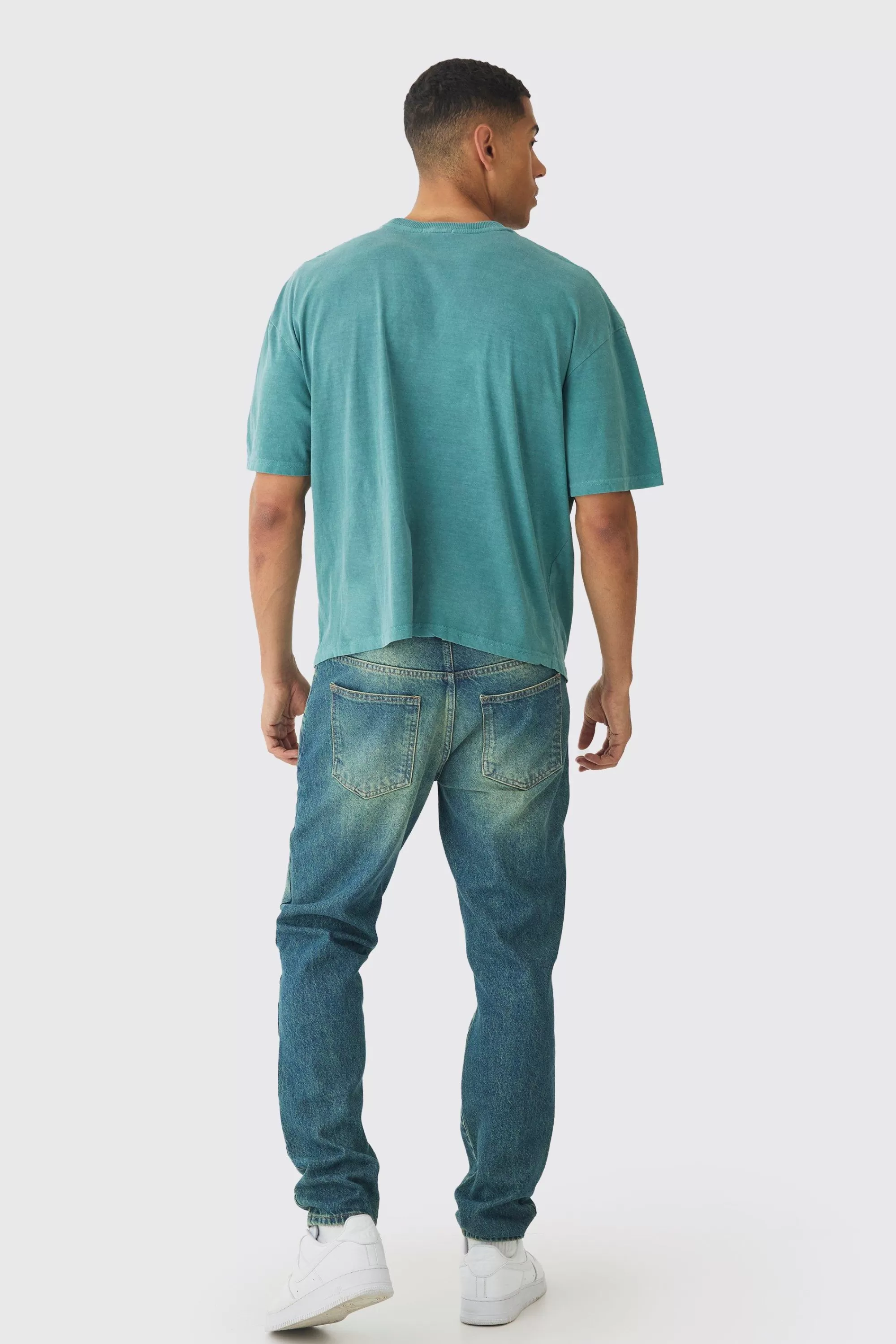 boohooMAN Oversized Boxy Homme Printed T-Shirt | UK blue Online