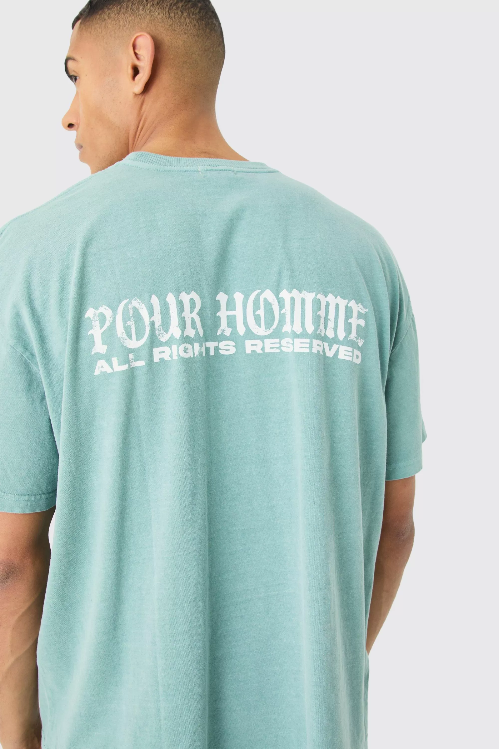 boohooMAN Oversized Boxy Pour Homme Graphic T-shirt | UK sage Hot