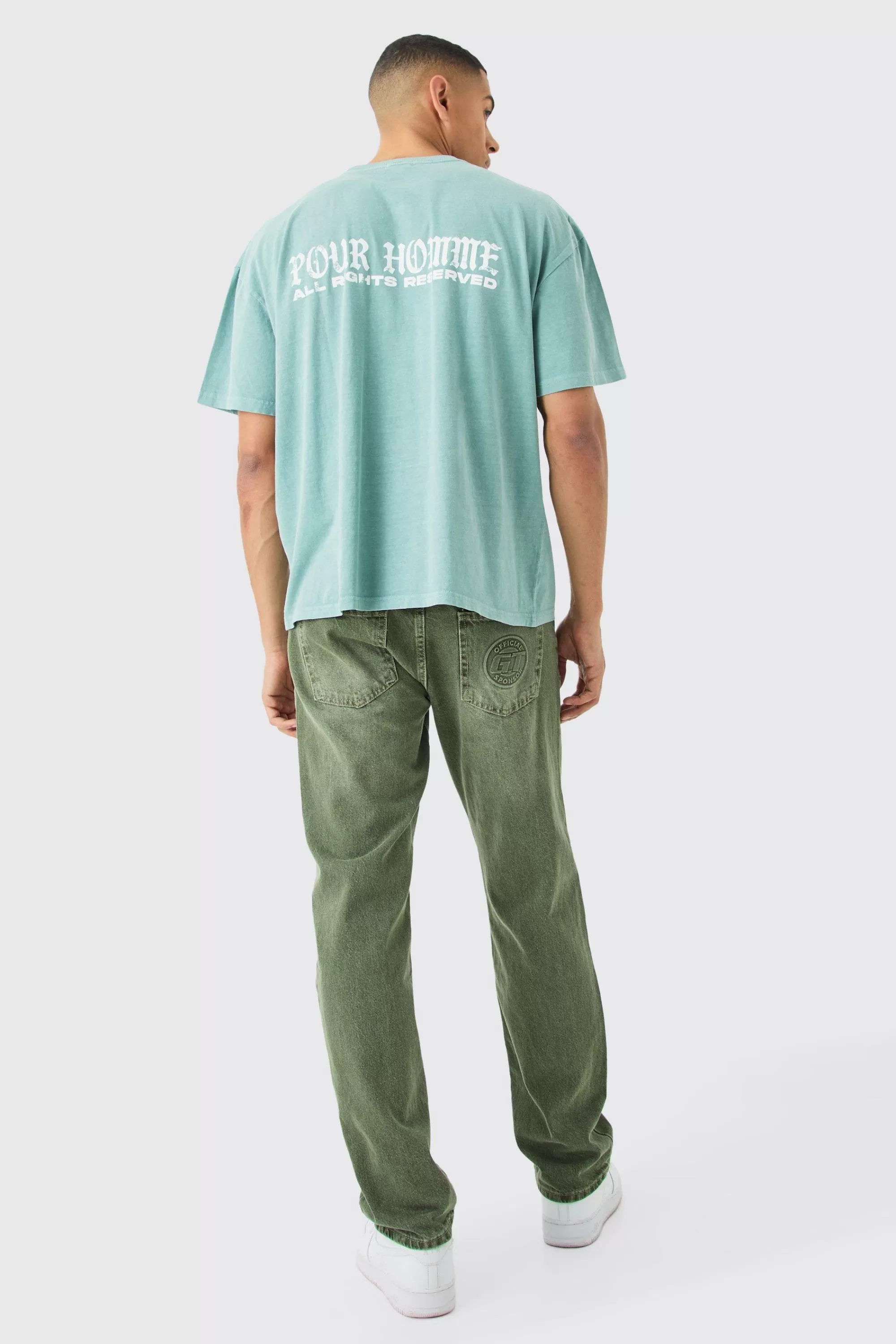 boohooMAN Oversized Boxy Pour Homme Graphic T-shirt | UK sage Hot
