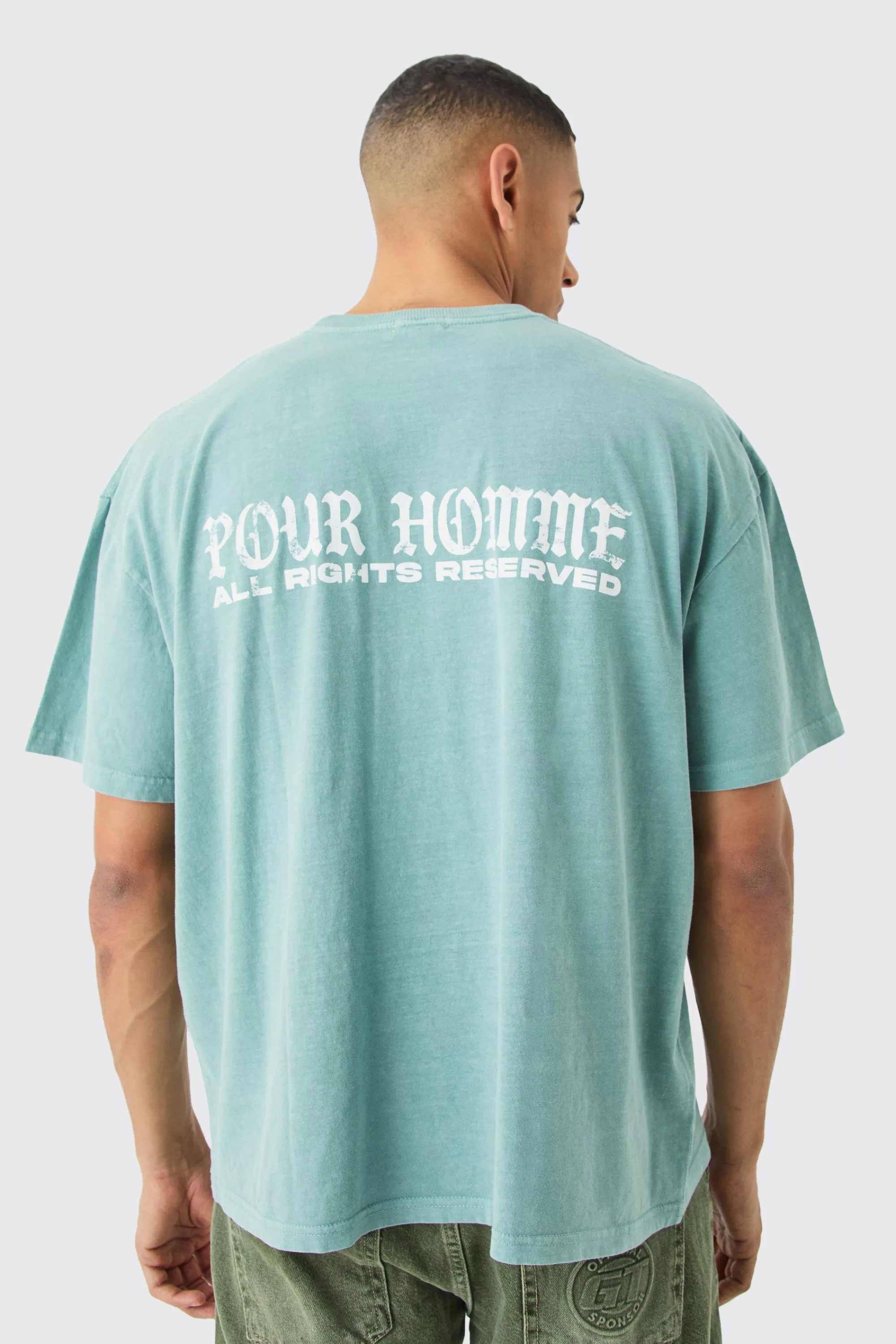 boohooMAN Oversized Boxy Pour Homme Graphic T-shirt | UK sage Hot