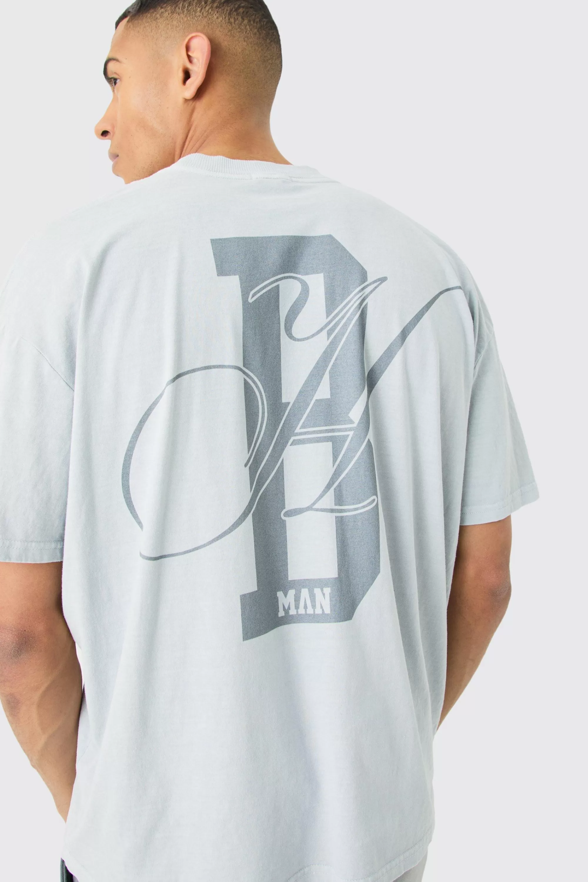 boohooMAN Oversized Boxy Washed Bh Man T-shirt | UK light grey Best Sale