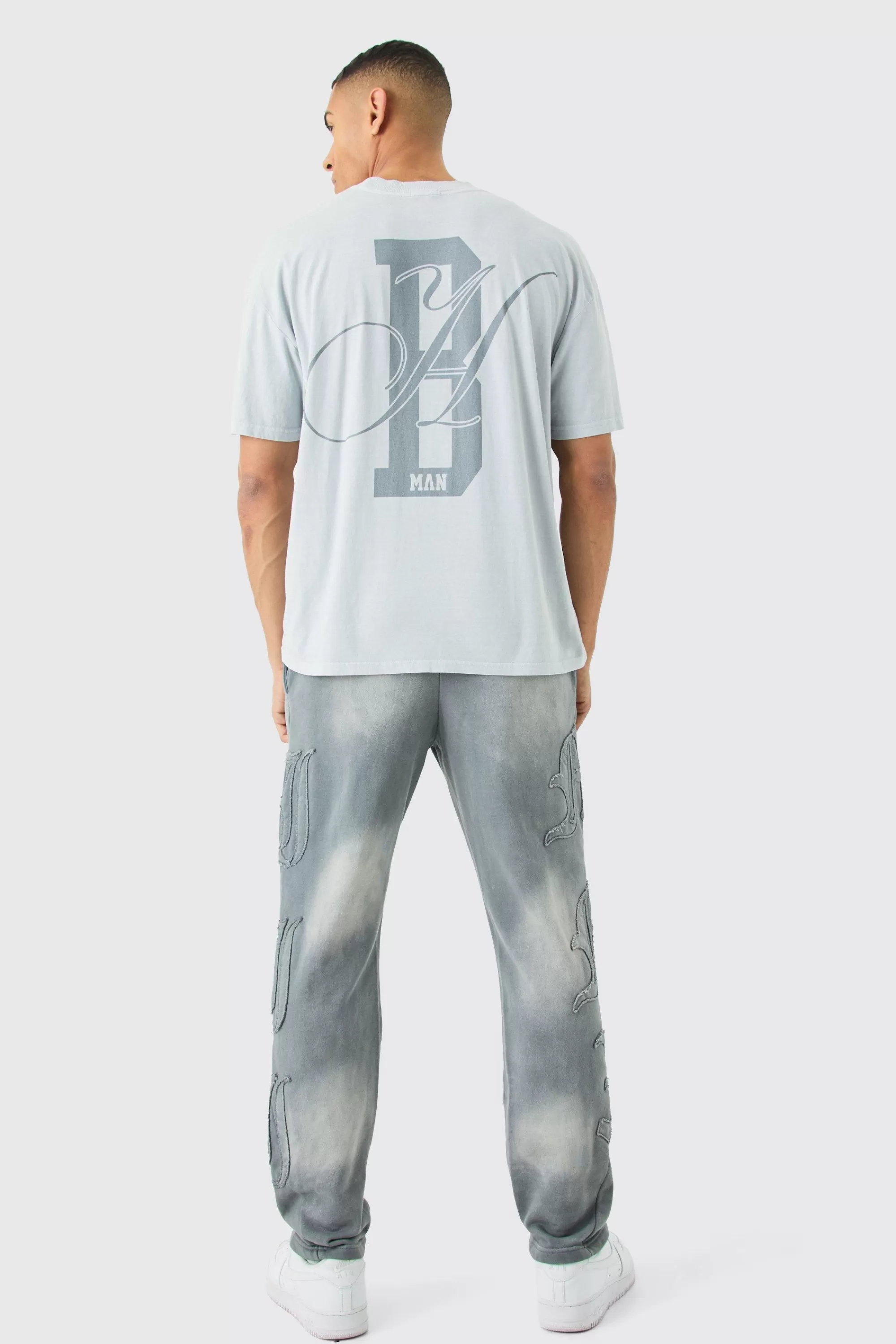 boohooMAN Oversized Boxy Washed Bh Man T-shirt | UK light grey Best Sale