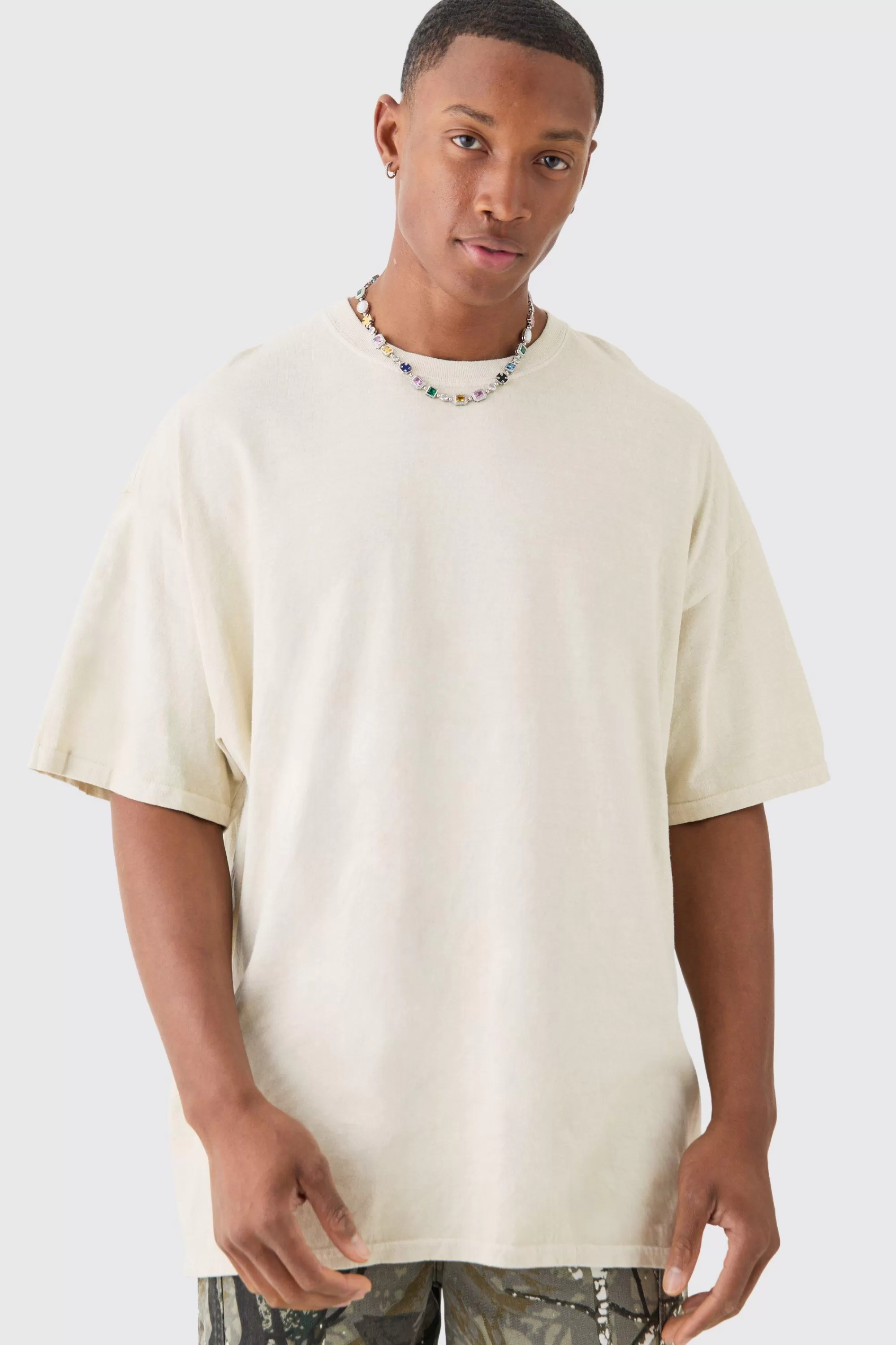 boohooMAN Oversized Copacabana Printed Back Print T-shirt | UK sand Discount