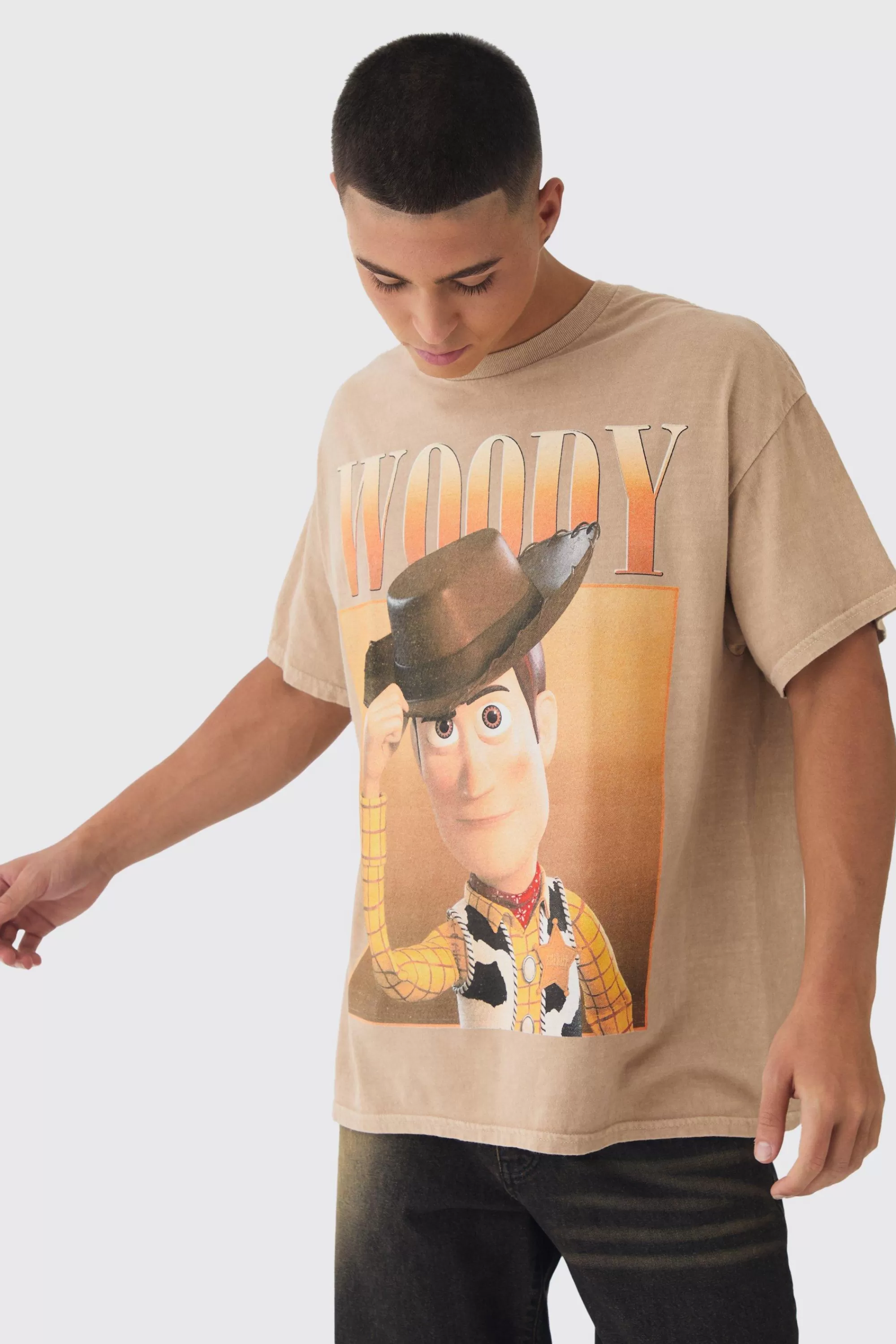 boohooMAN Oversized Disney Pixar Toy Story Wash License Print T-Shirt | UK sand Store