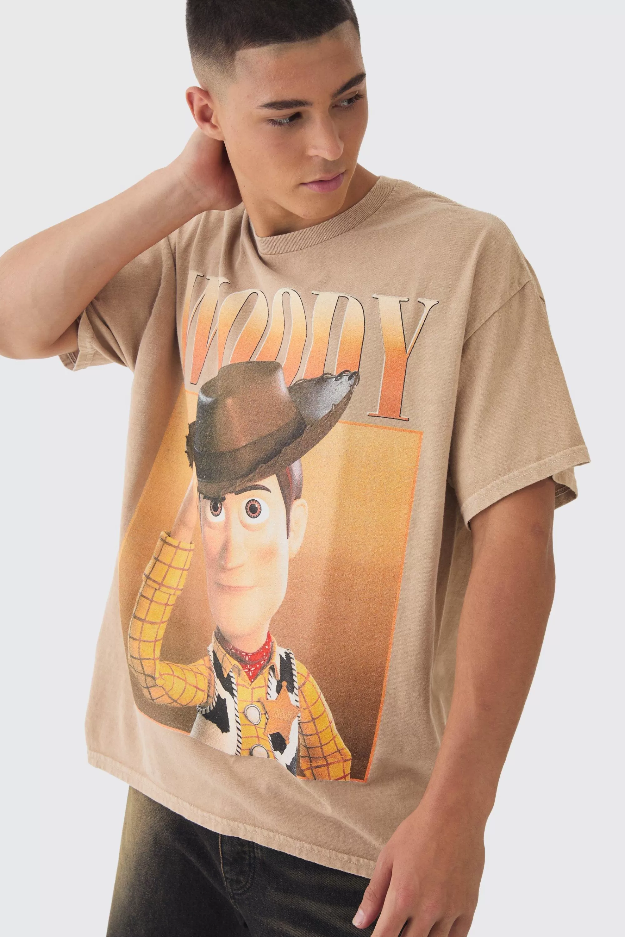 boohooMAN Oversized Disney Pixar Toy Story Wash License Print T-Shirt | UK sand Store