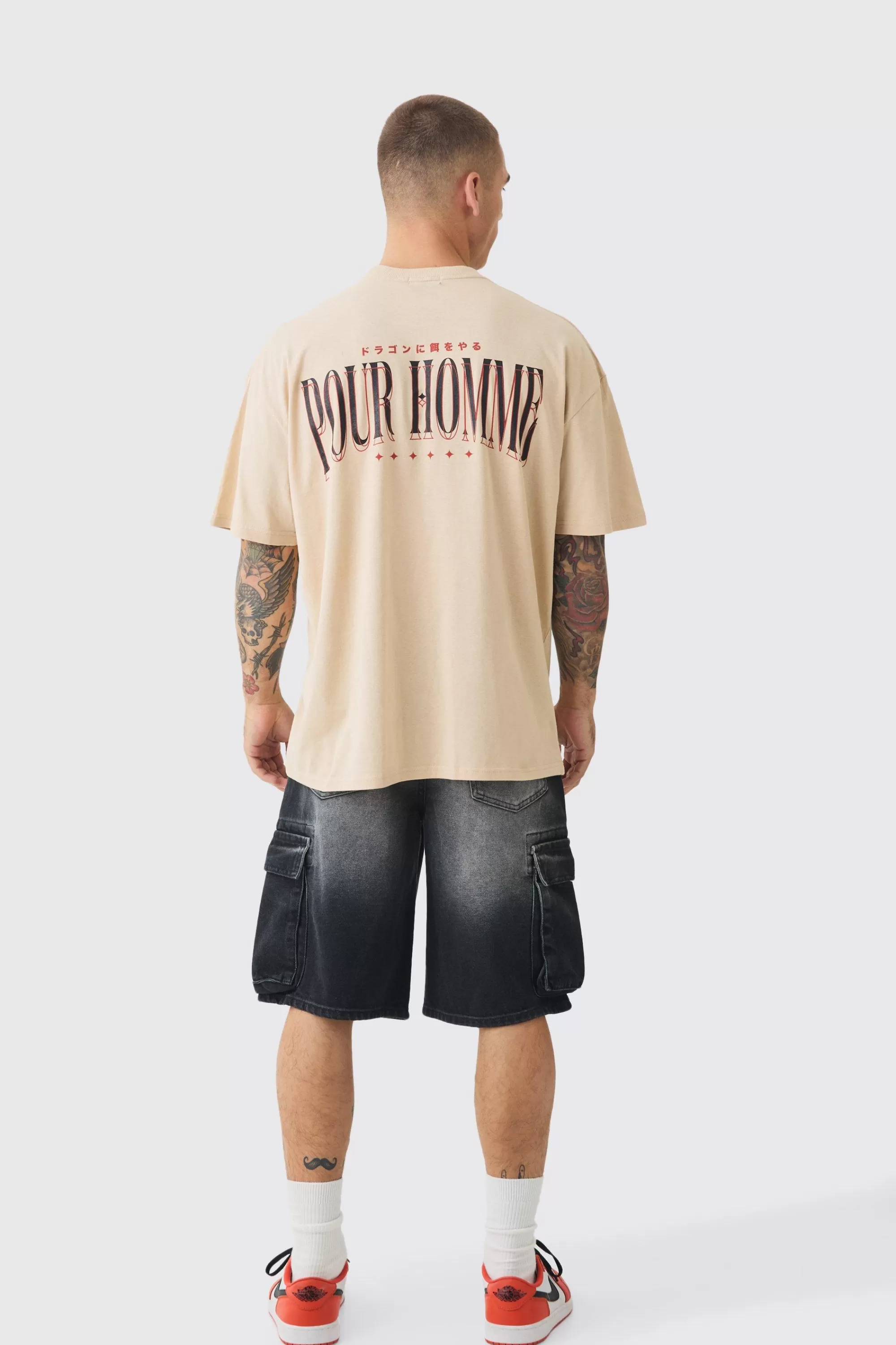 boohooMAN Oversized Dragon Print Wash T-shirt | UK sand Outlet