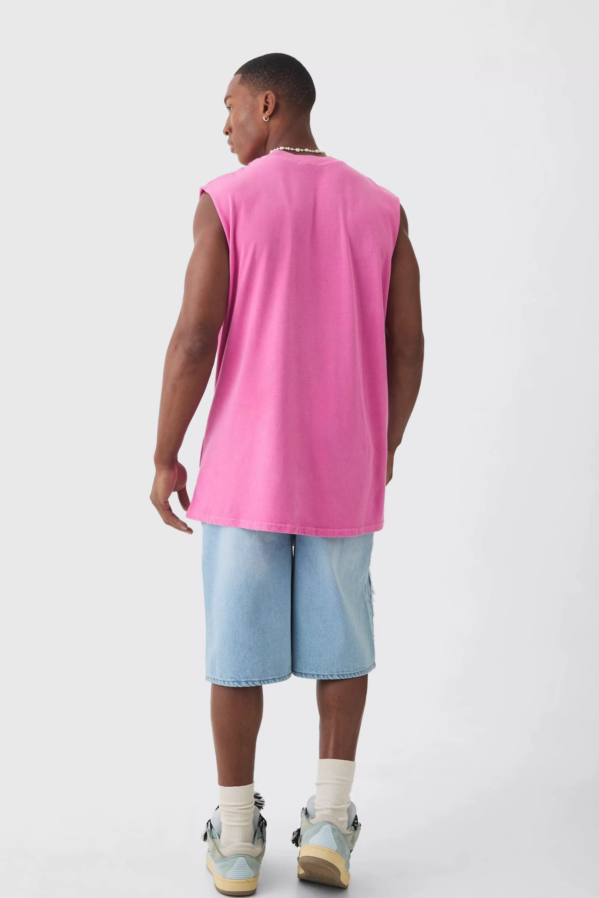 boohooMAN Oversized Dreamers Graffiti Printed Wash Tank | UK pink Cheap