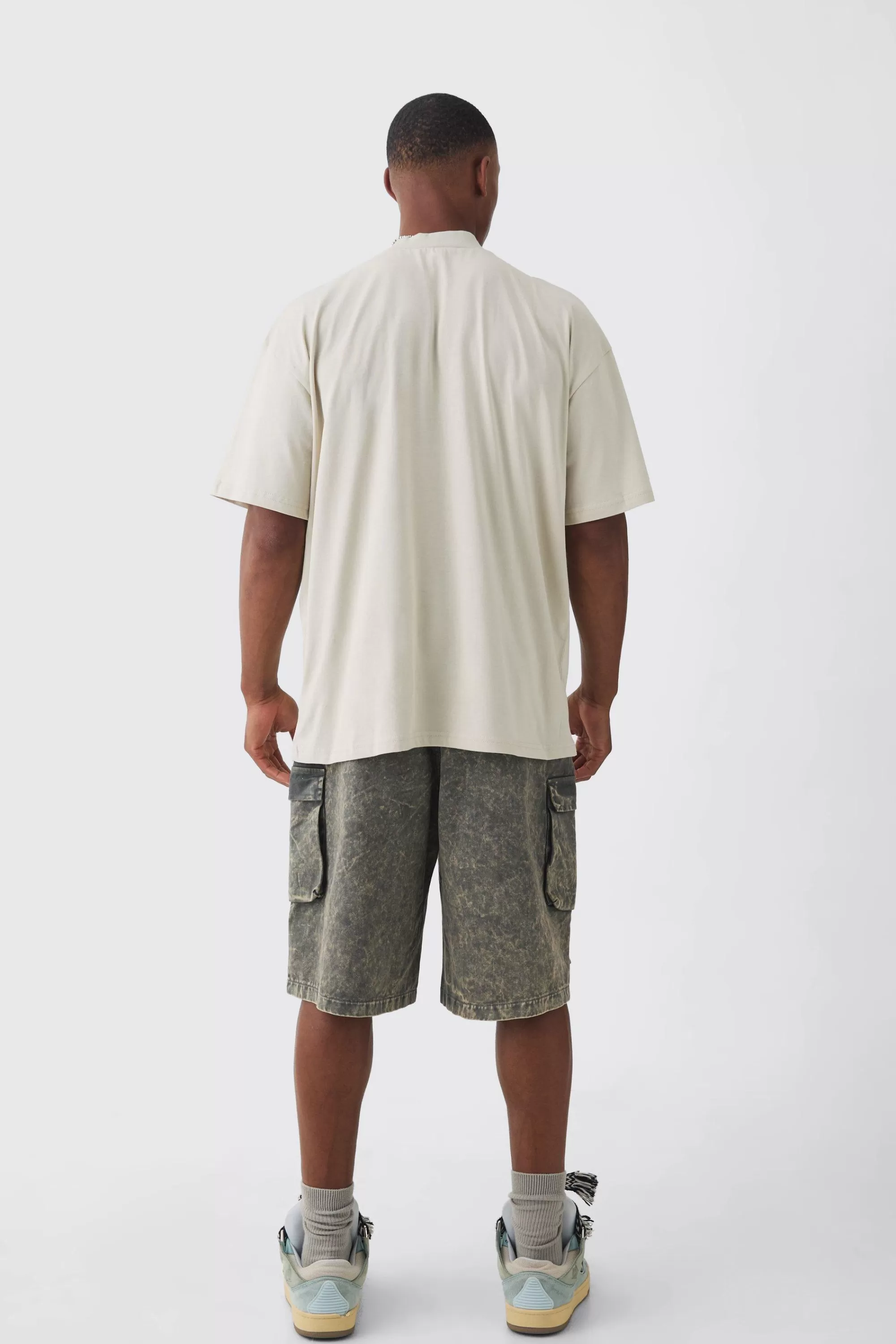 boohooMAN Oversized Extended Neck Extreme Skull Graphic T-shirt | UK taupe Online