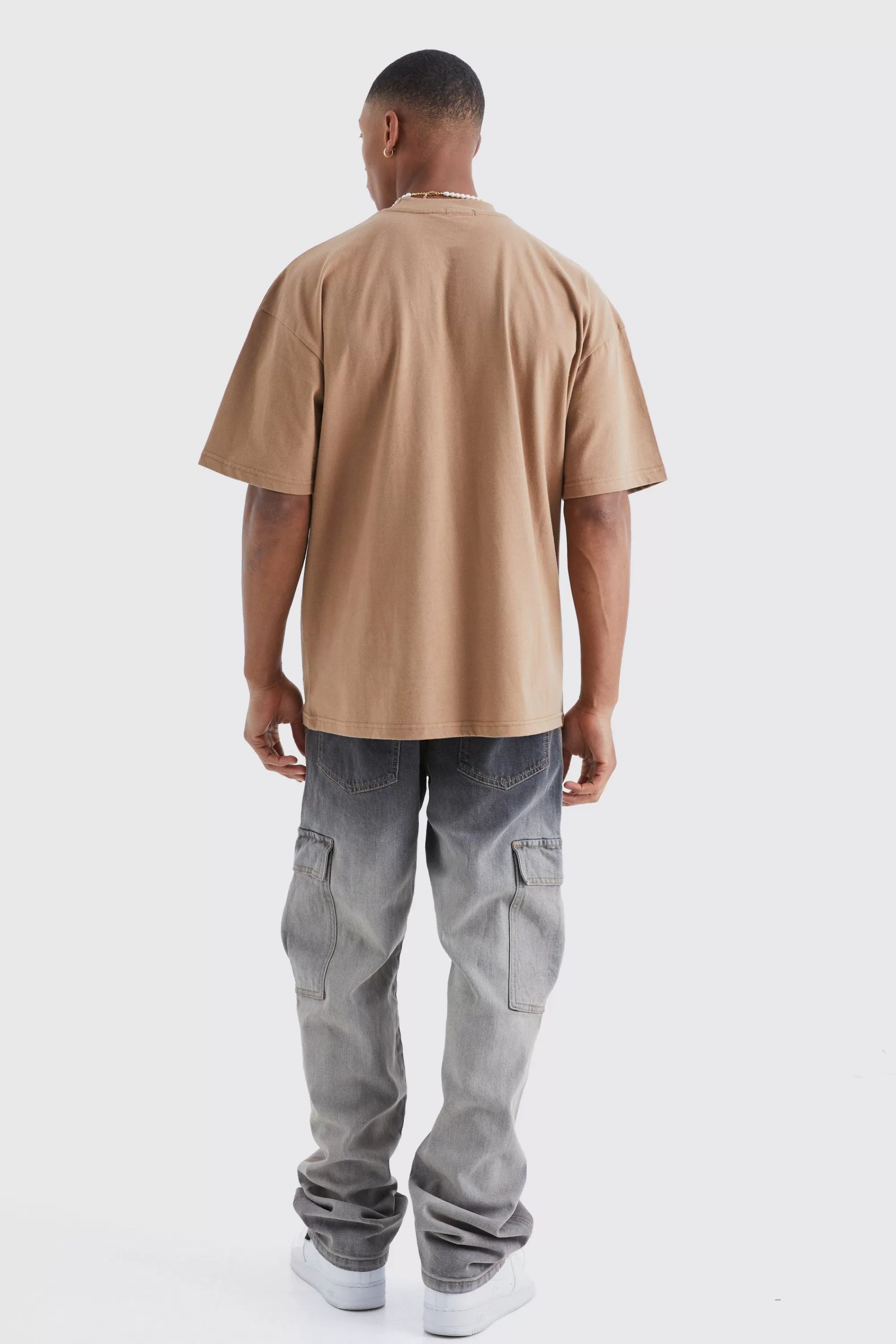 boohooMAN Oversized Extended Neck Heavyweight T-shirt | UK mocha Online