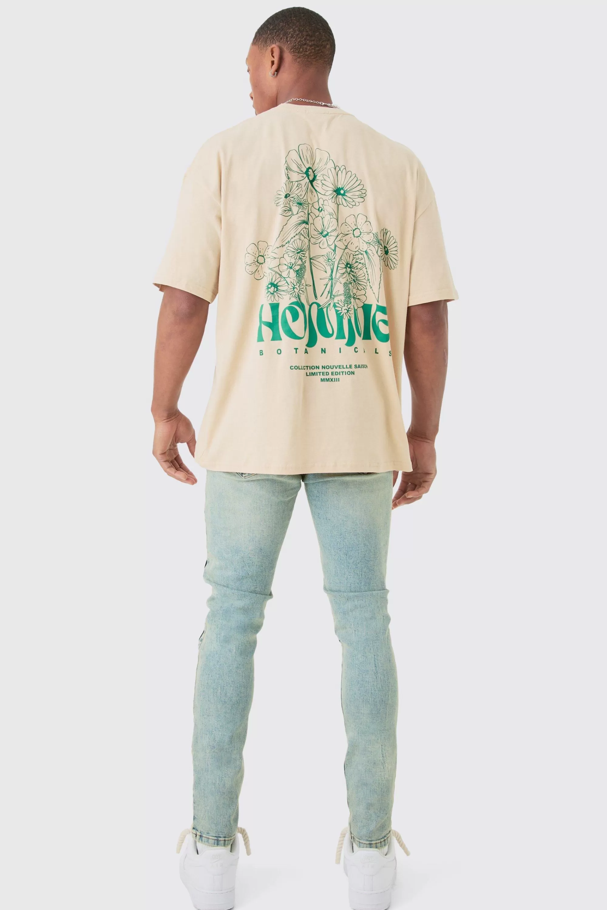 boohooMAN Oversized Extended Neck Homme Back Print T-shirt | UK sand Outlet