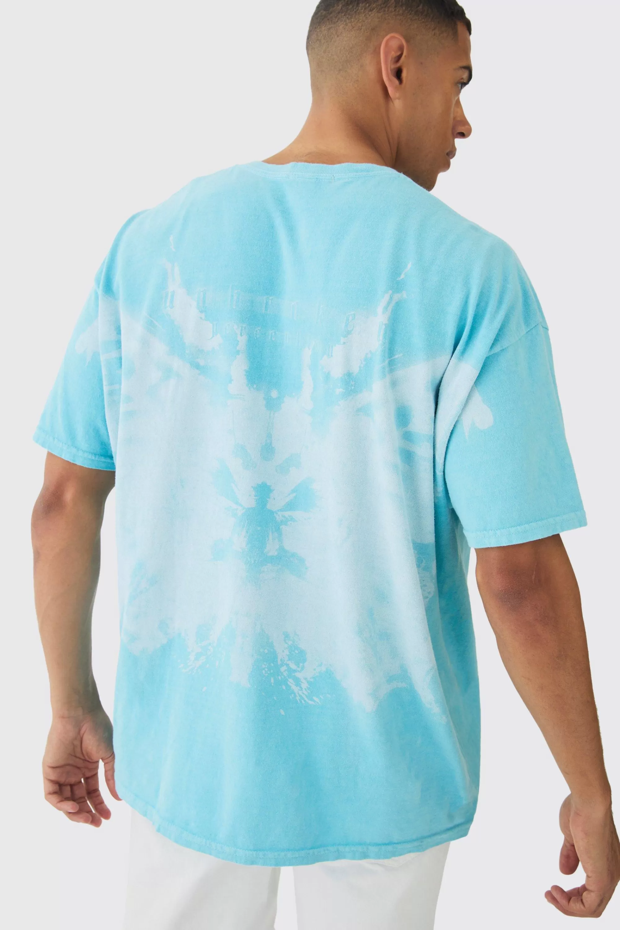 boohooMAN Oversized Extended Neck Over The Seams Butterfly T-shirt | UK blue Discount