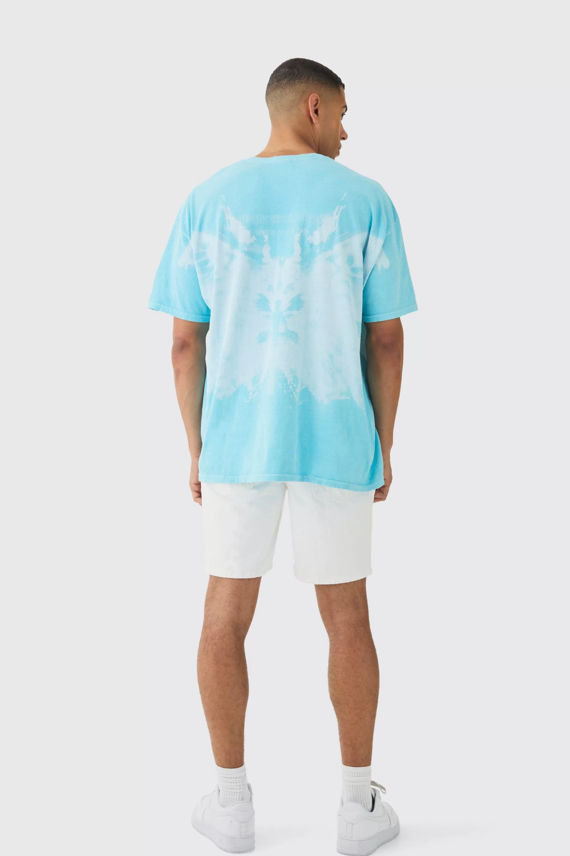 boohooMAN Oversized Extended Neck Over The Seams Butterfly T-shirt | UK blue Discount