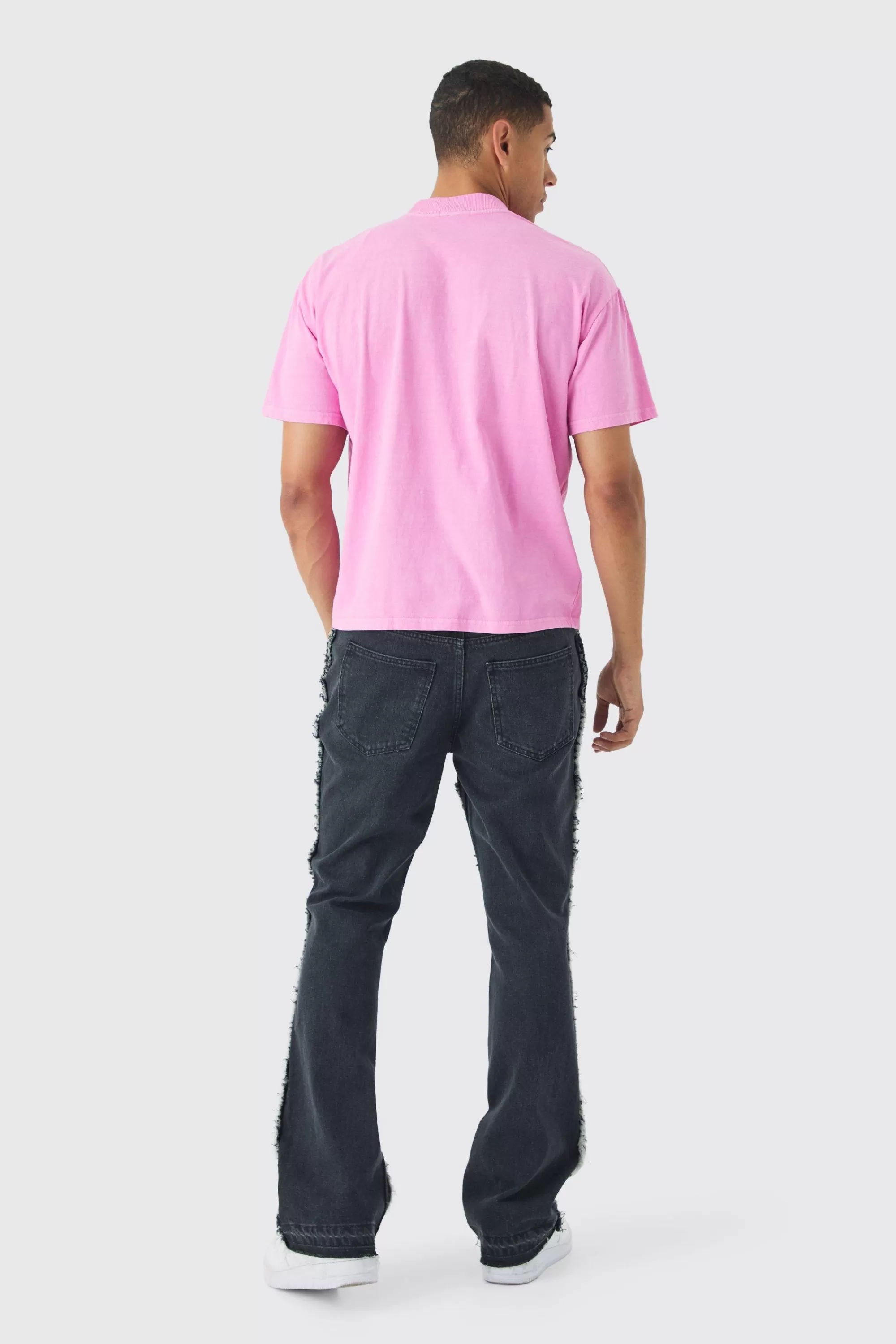 boohooMAN Oversized Extended Neck Washed Limited Edition T-Shirt | UK pink Flash Sale