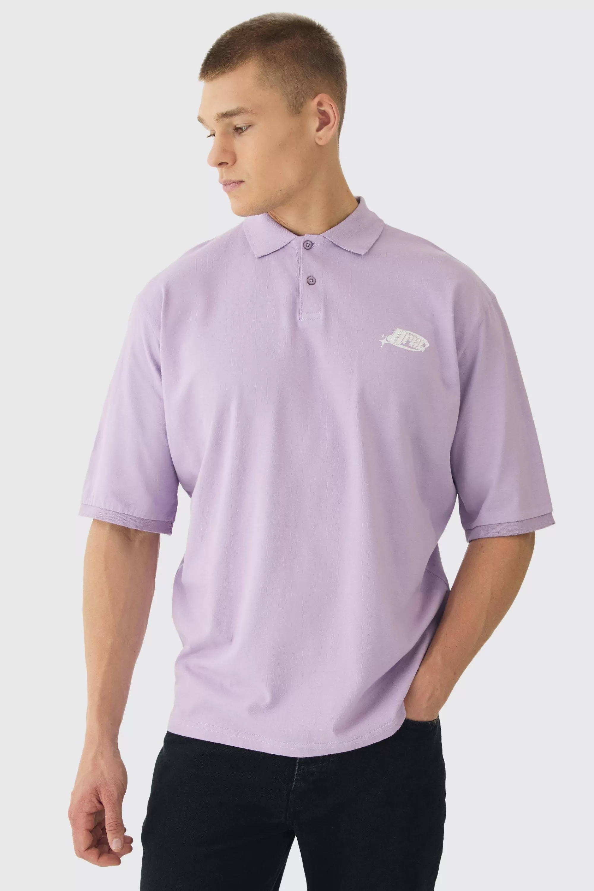 boohooMAN Oversized Half Sleeve Golf Wash Polo | UK blue Sale