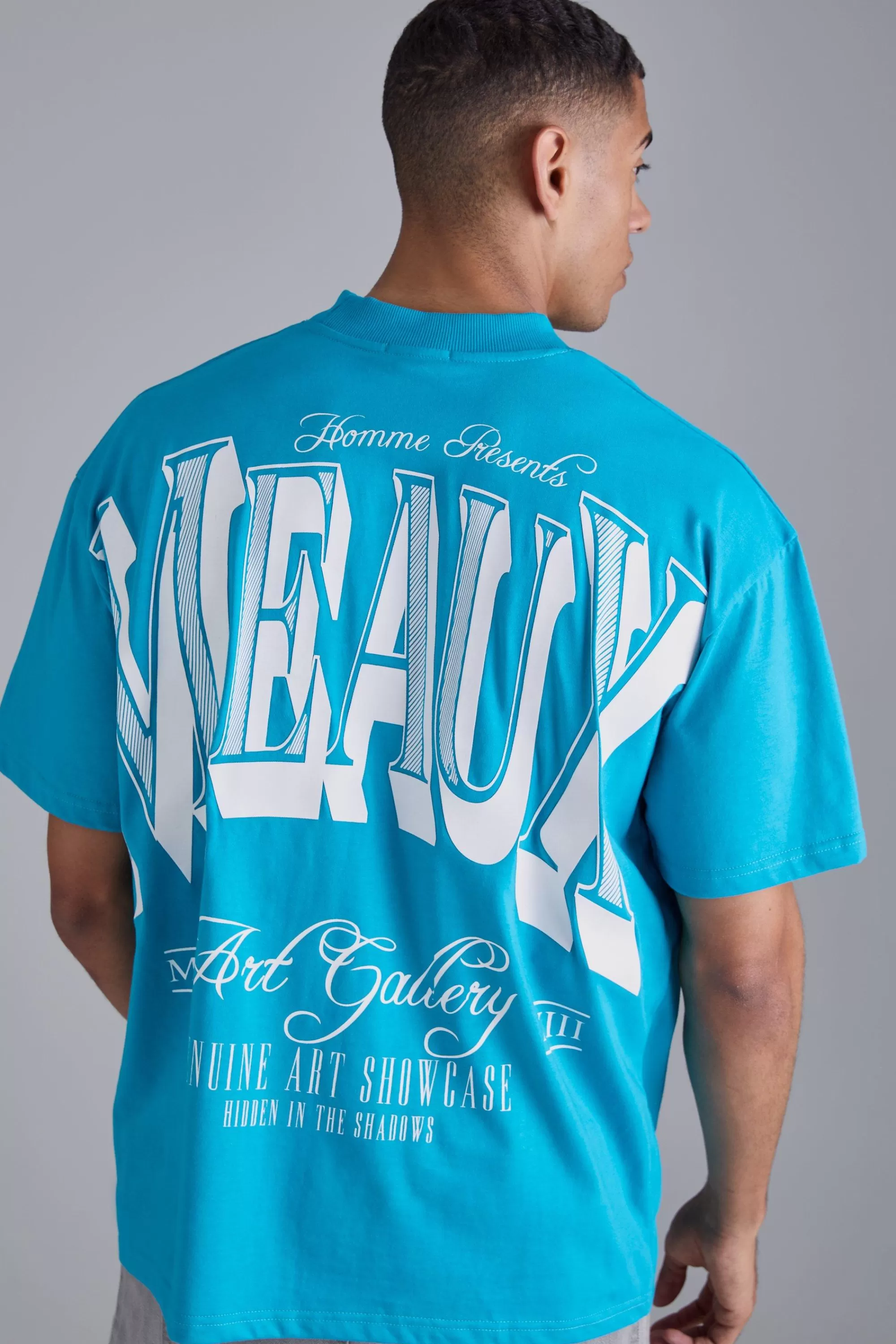 boohooMAN Oversized Heavyweight Extended Neck Meaux Graphic T-shirt | UK teal Outlet