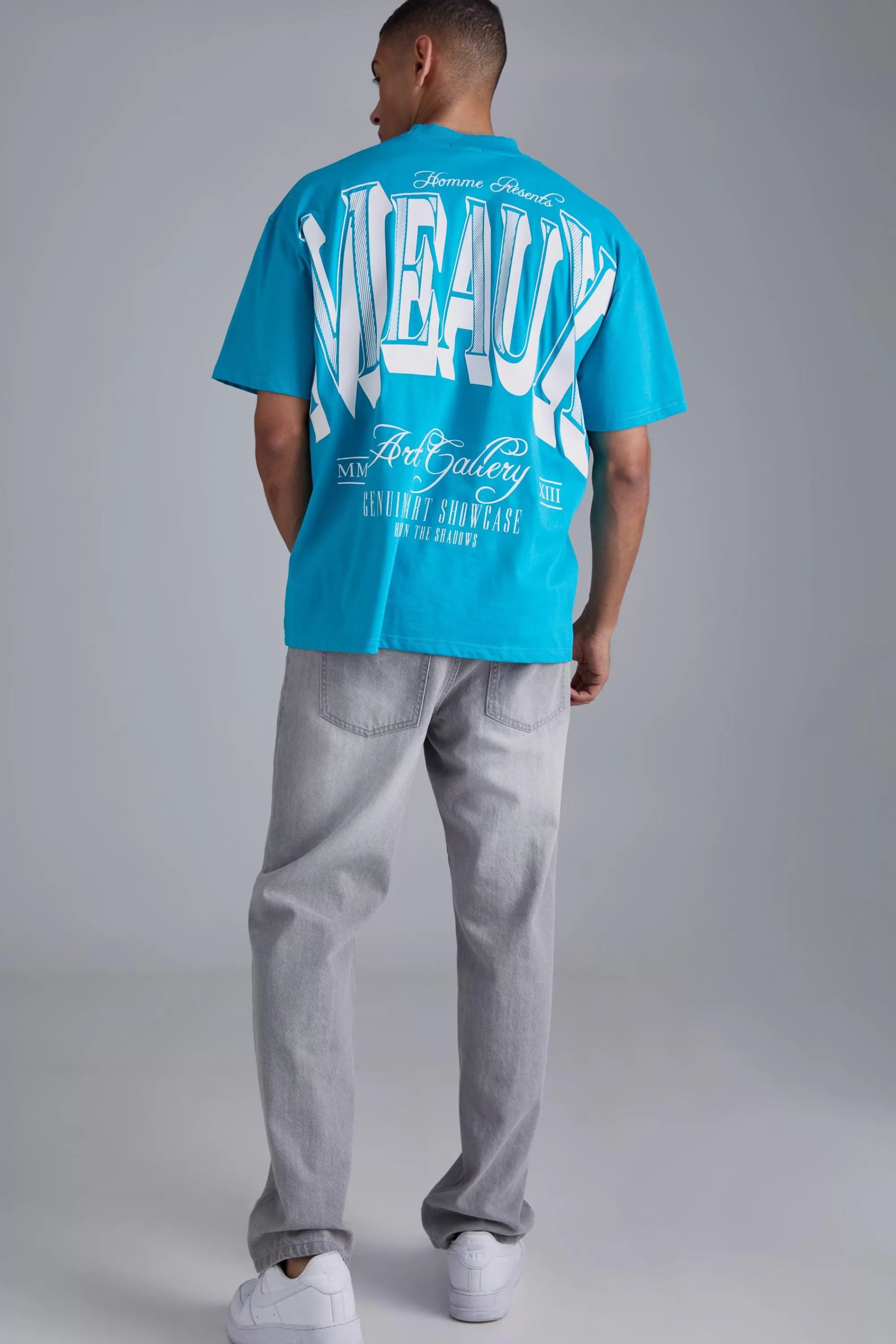 boohooMAN Oversized Heavyweight Extended Neck Meaux Graphic T-shirt | UK teal Outlet