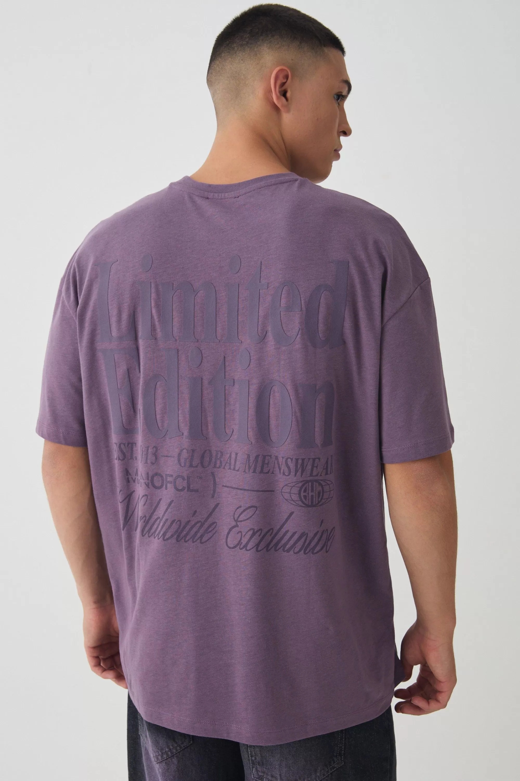 boohooMAN Oversized High Build Limited Edition T-Shirt | UK purple Clearance