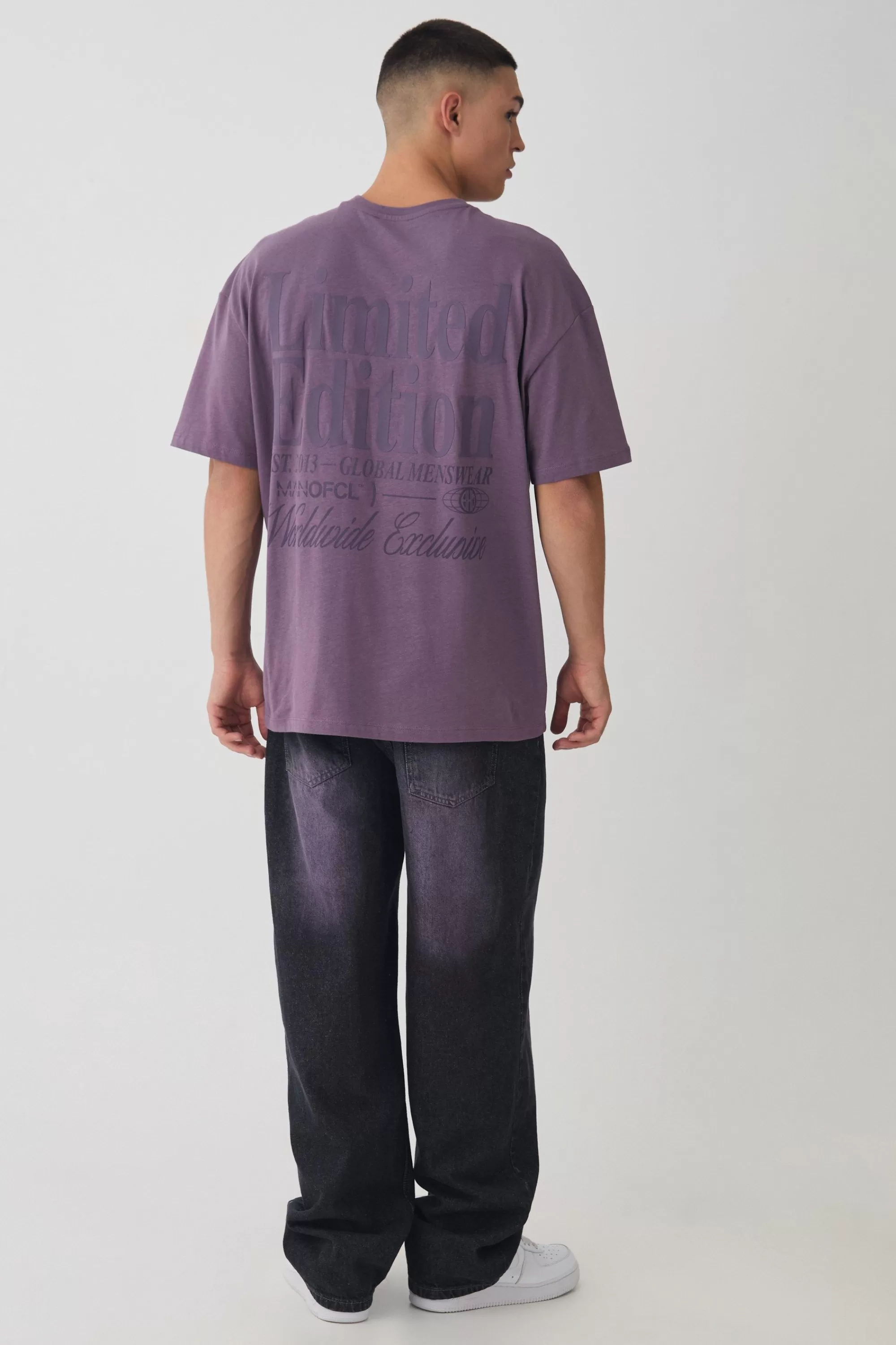 boohooMAN Oversized High Build Limited Edition T-Shirt | UK purple Clearance