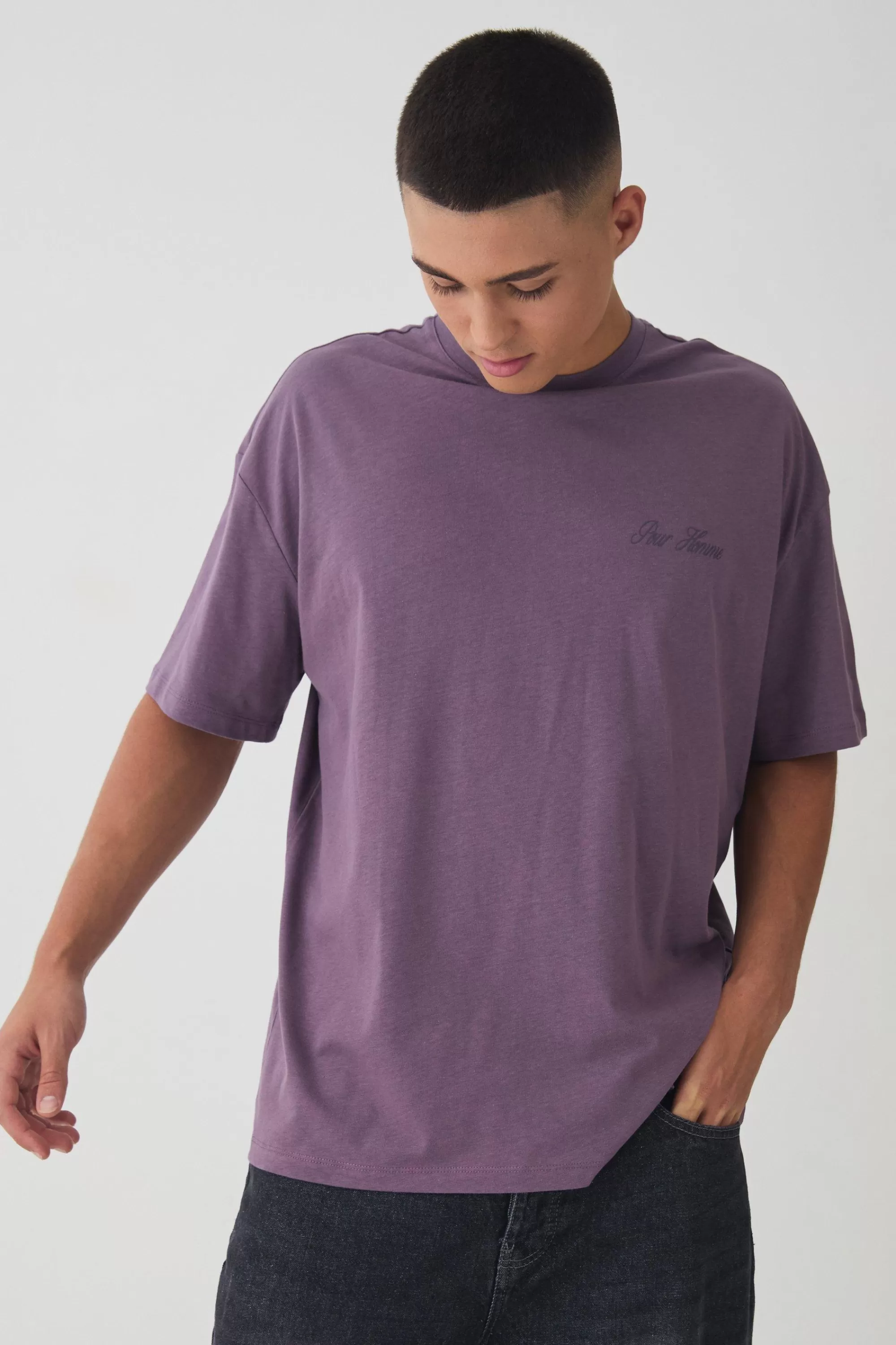 boohooMAN Oversized High Build Limited Edition T-Shirt | UK purple Clearance