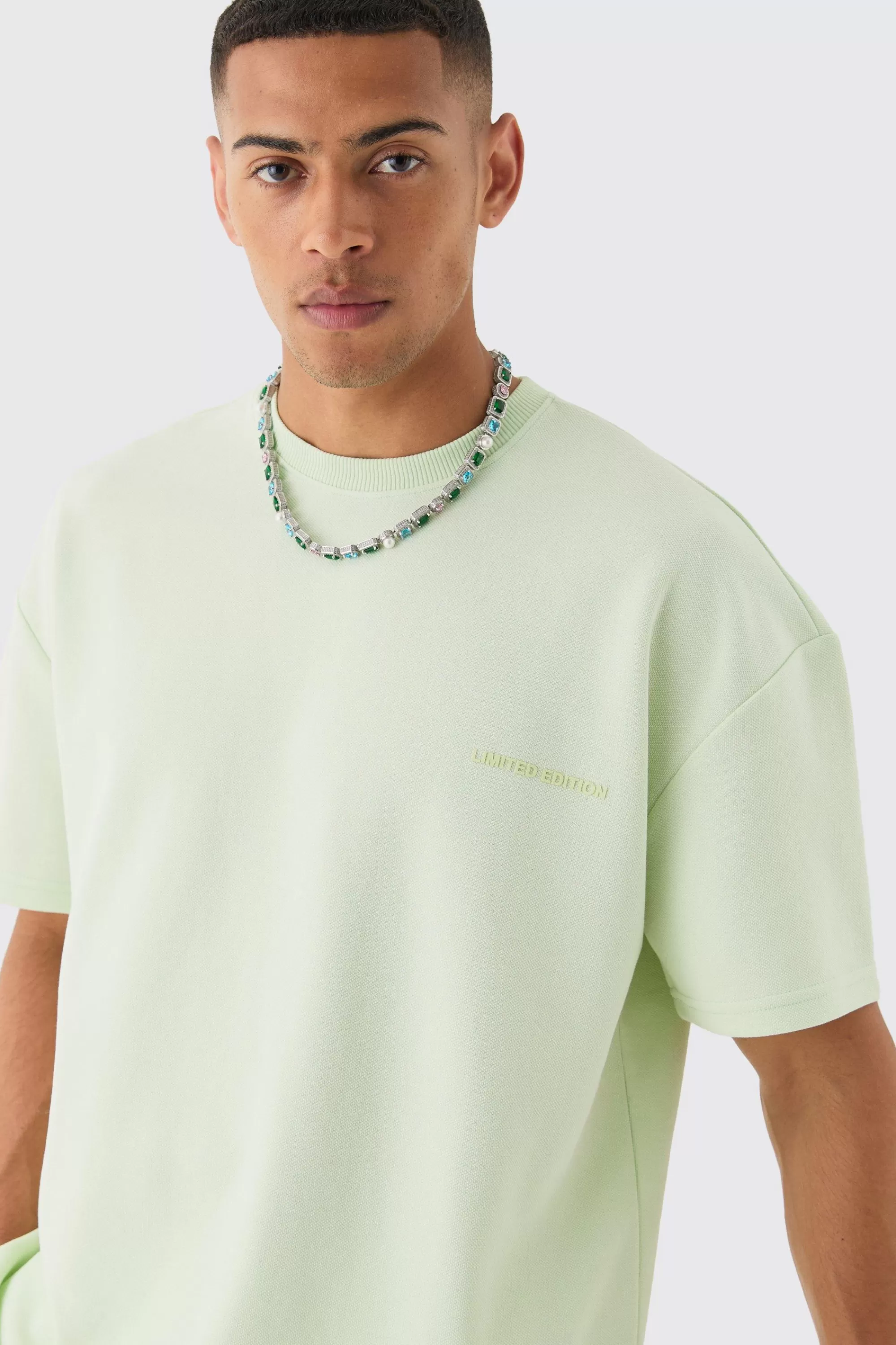boohooMAN Oversized High Build Pique Limited T-shirt | UK mint New