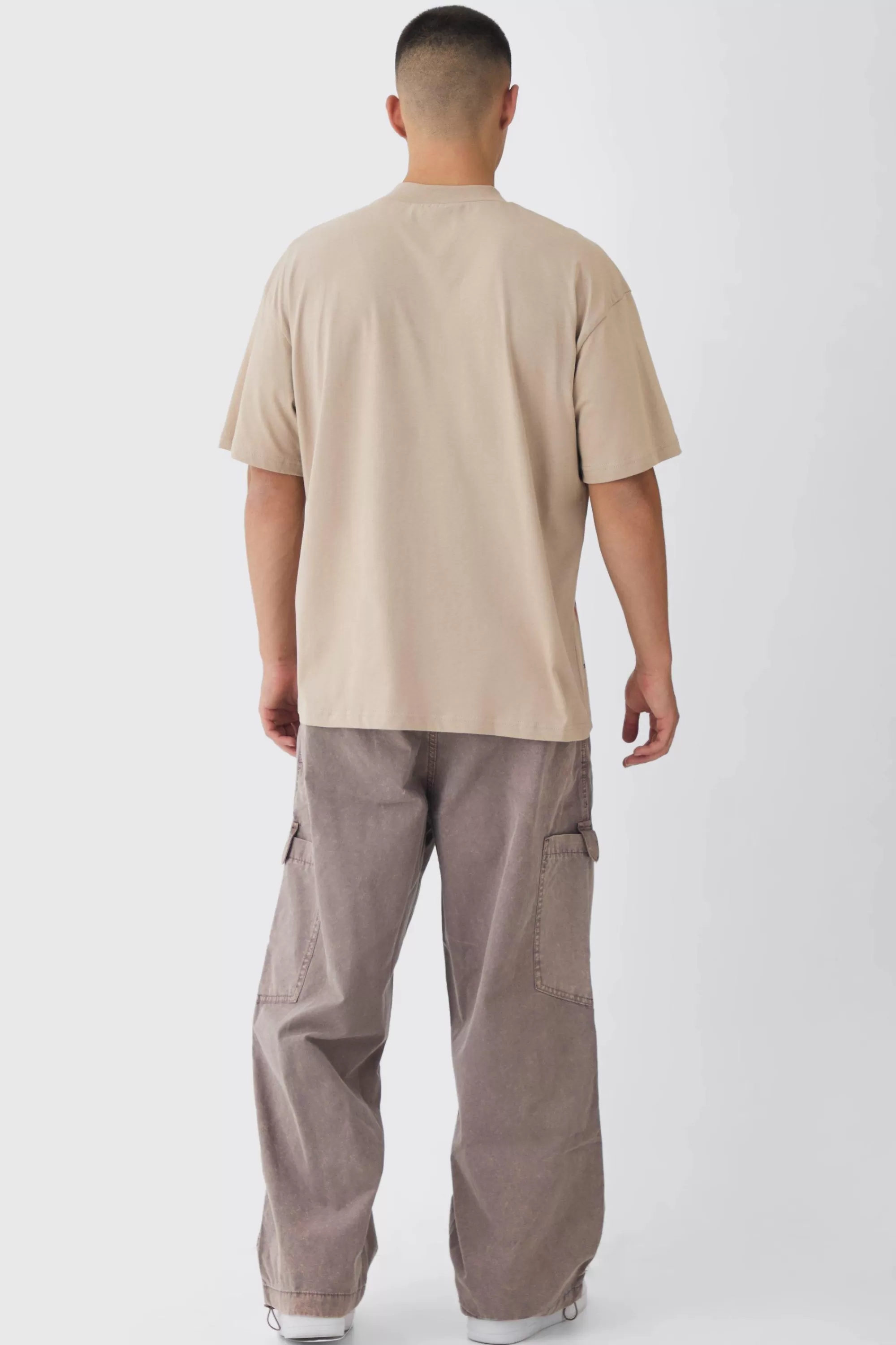 boohooMAN Oversized Large Scale OFCL Tattoo Graphic T-Shirt | UK taupe Flash Sale