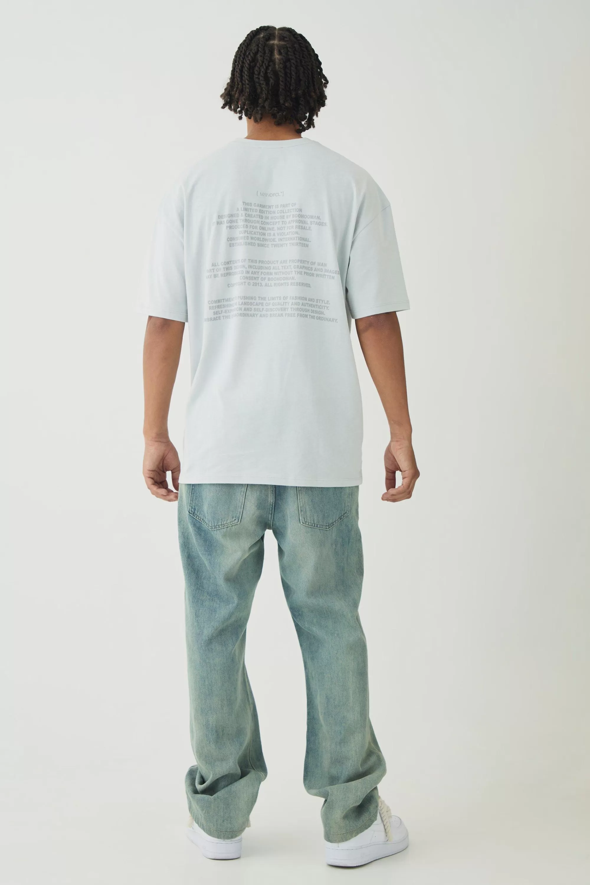 boohooMAN Oversized Limited Edition Print T-Shirt | UK grey Store