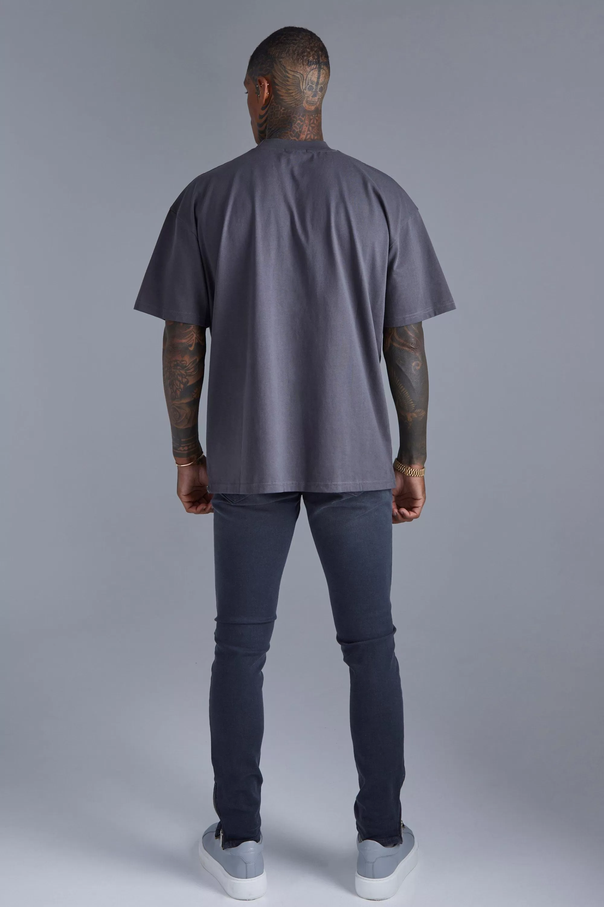 boohooMAN Oversized Limited Heavyweight T-shirt | UK dark grey New