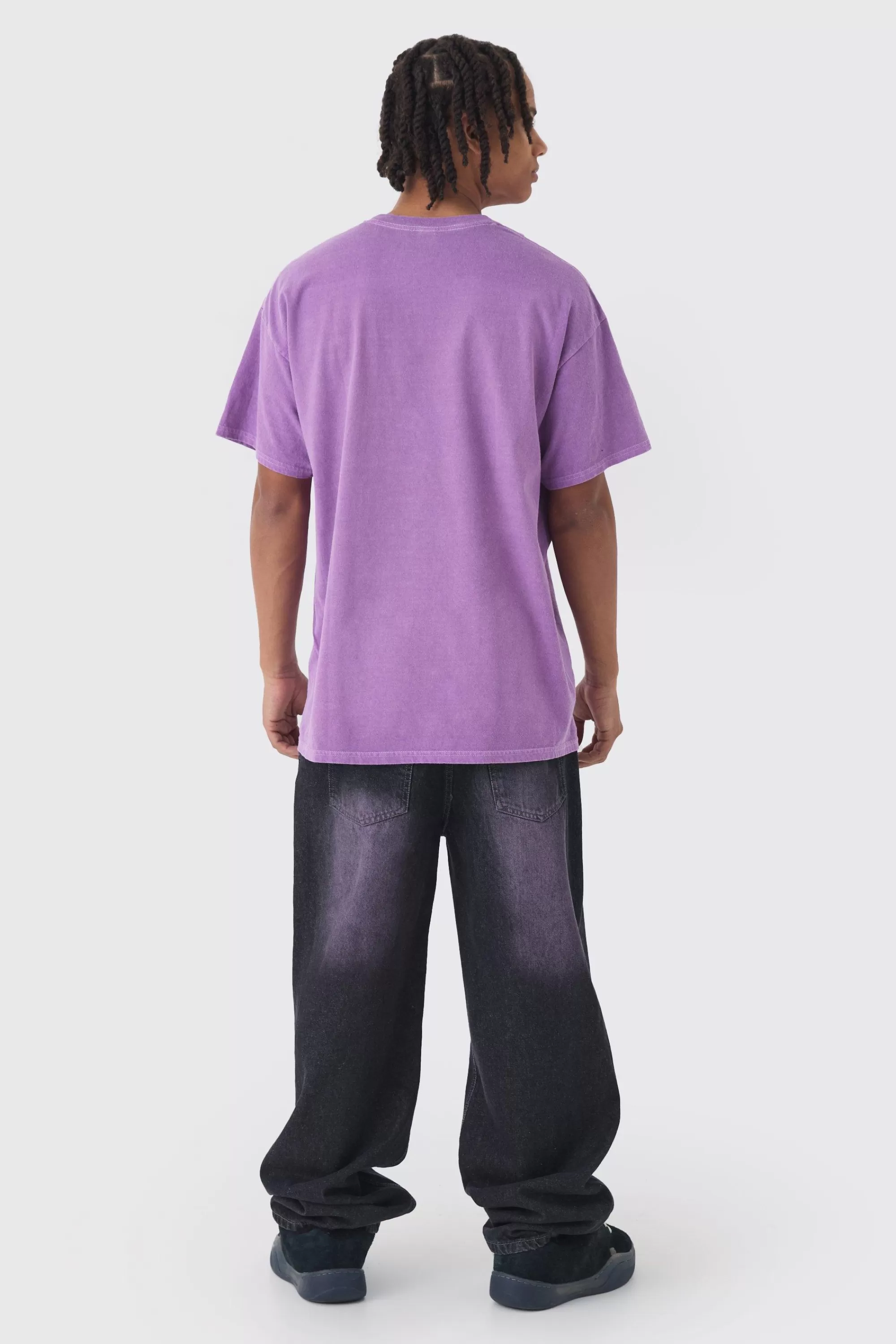 boohooMAN Oversized Marvel Venom Wash License Print T-Shirt | UK purple Clearance