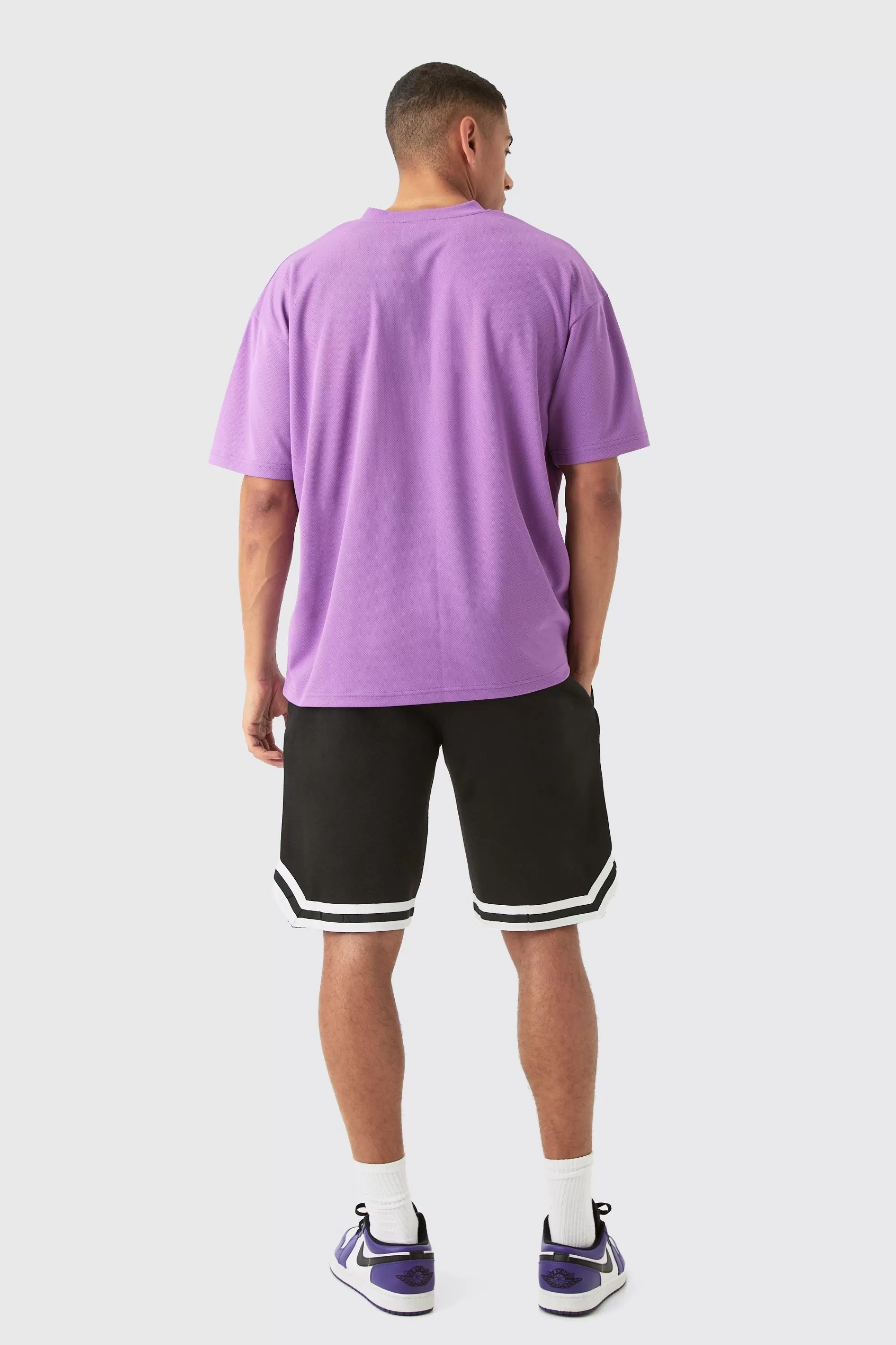 boohooMAN Oversized Official Mesh Varsity Top | UK purple Cheap