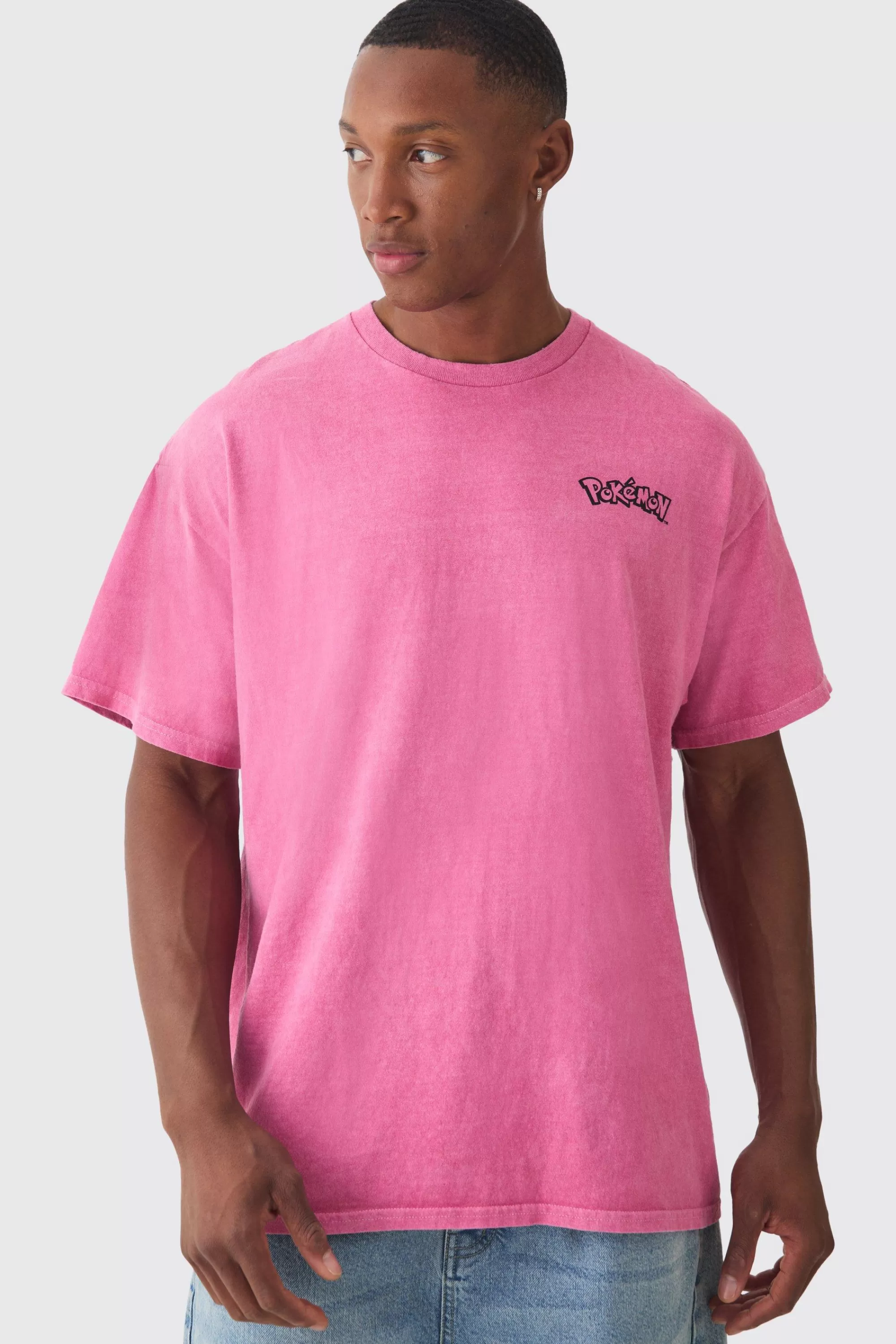 boohooMAN Oversized Pokemon Sylveon Wash License T-shirt | UK pink Cheap