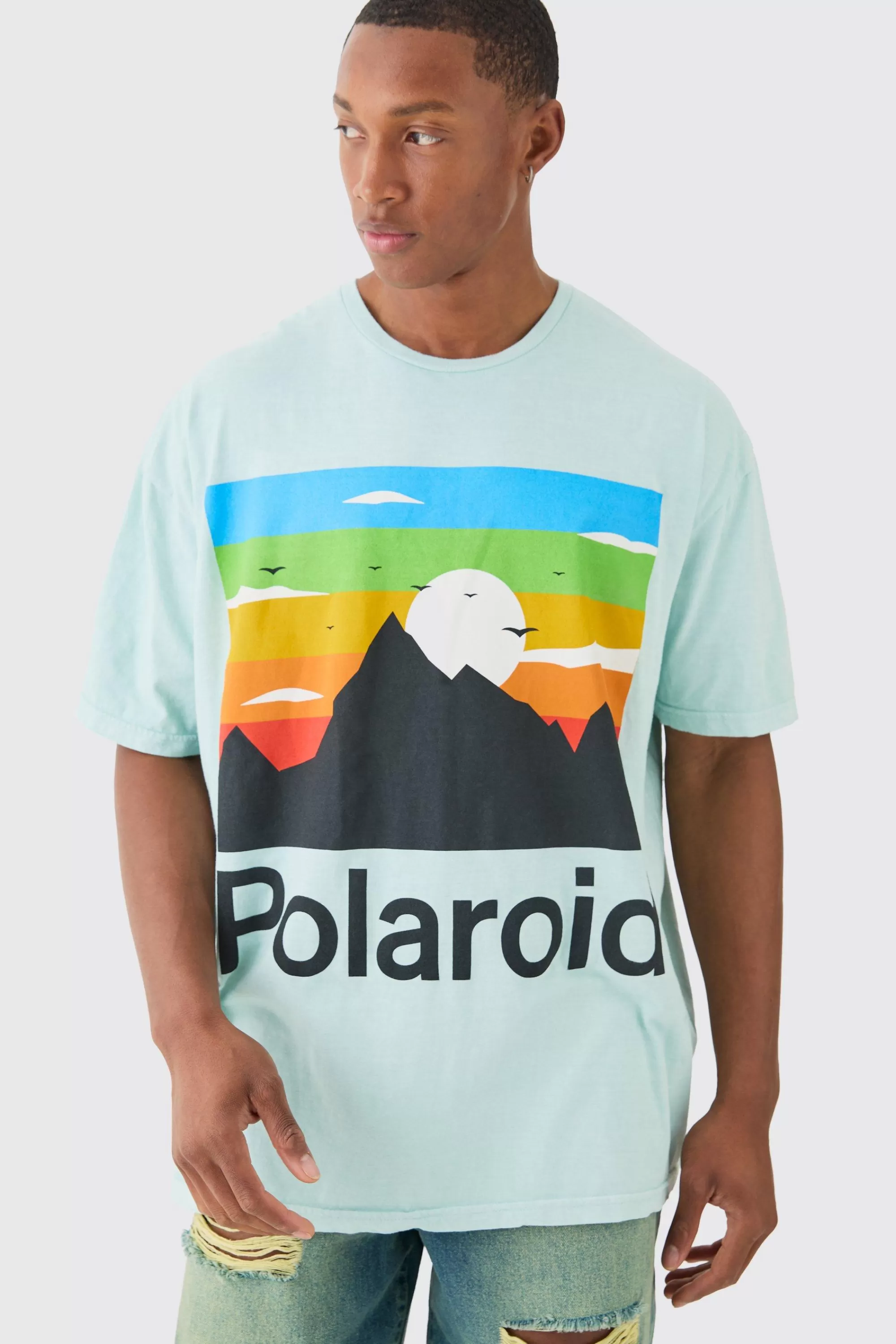 boohooMAN Oversized Polaroid Wash License T-shirt | UK mint Fashion