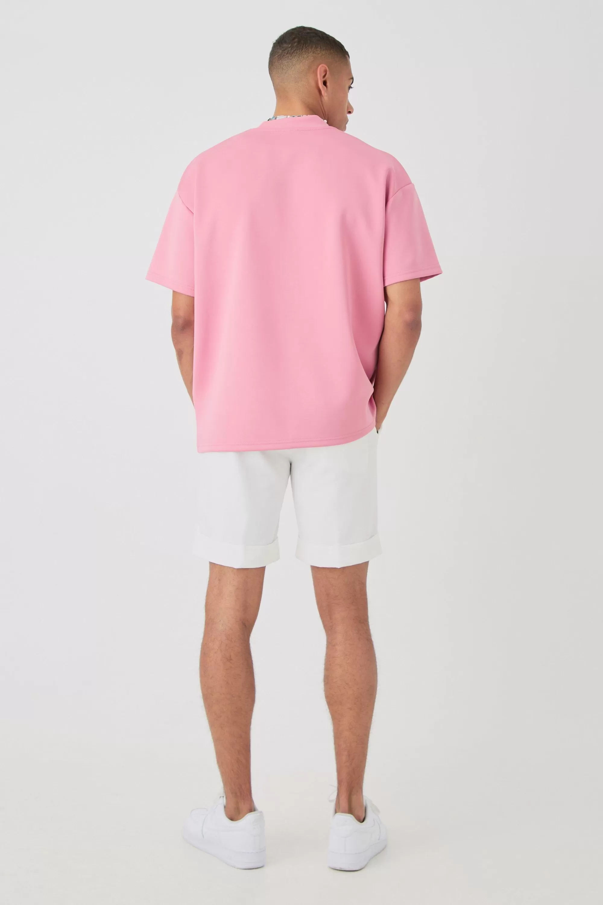 boohooMAN Oversized Scuba T-shirt | UK bright pink Store