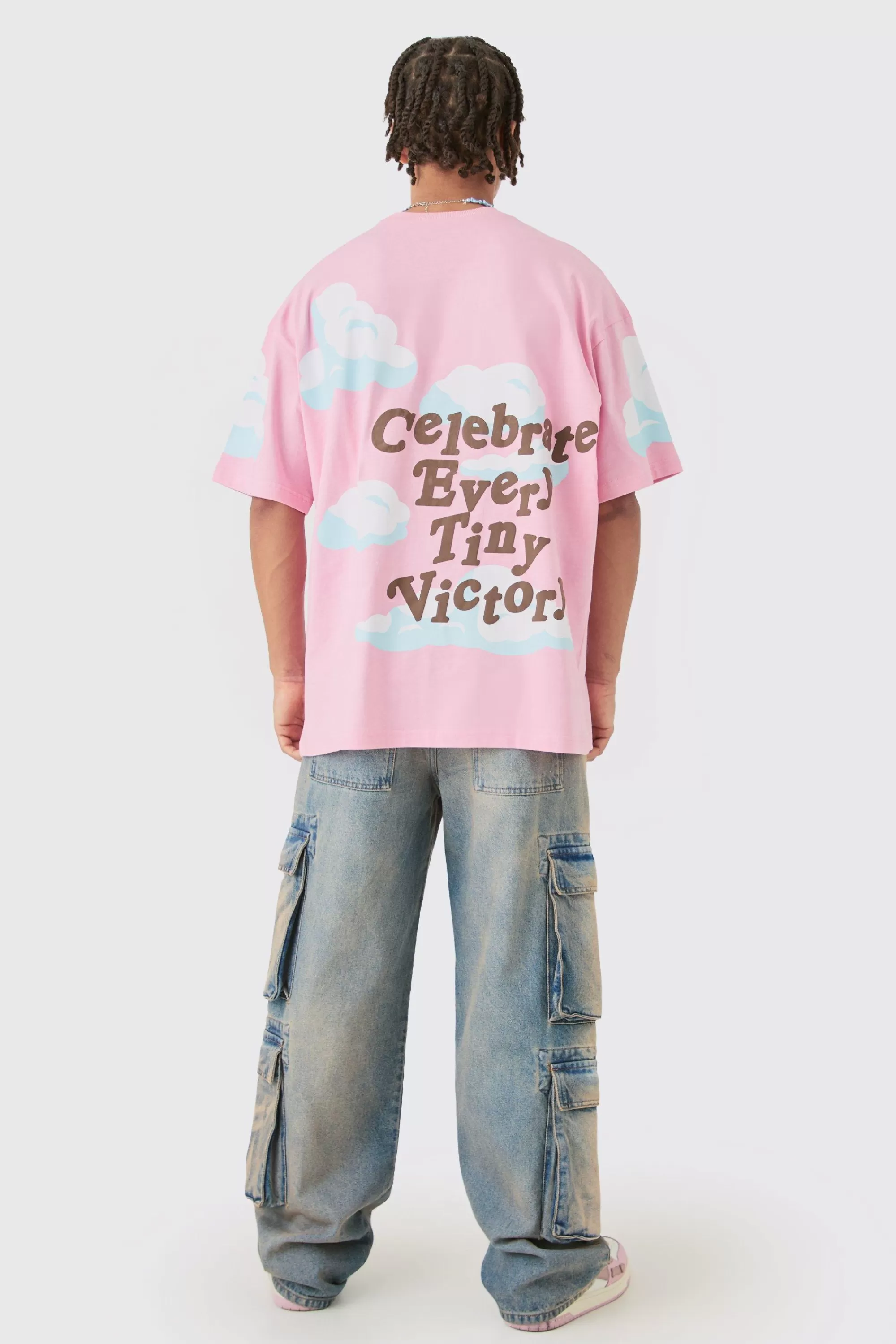 boohooMAN Oversized Skeleton Make It Happen Graphic T-shirt | UK pink Shop