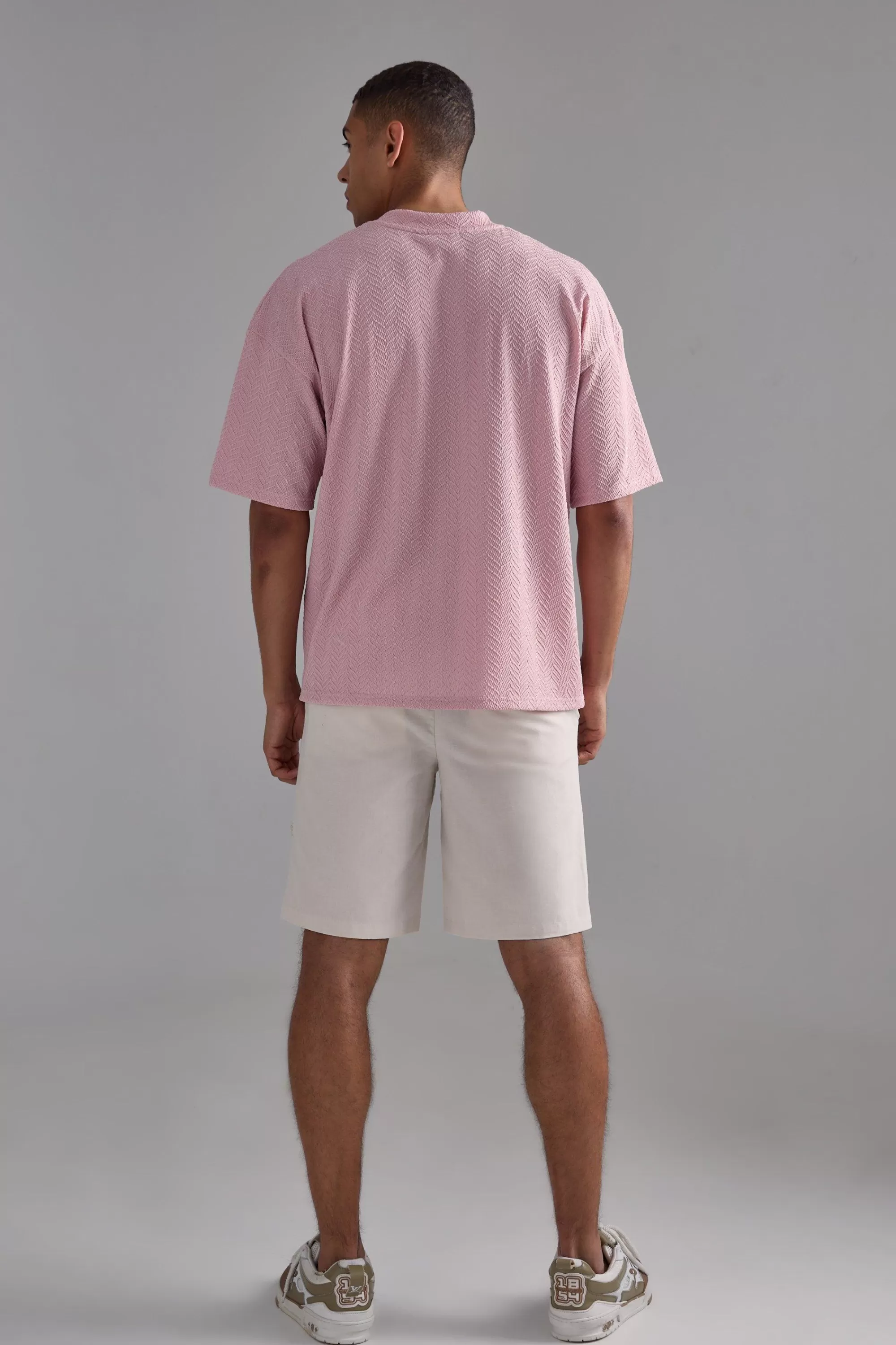 boohooMAN Oversized Textured T-shirt | UK pink Best