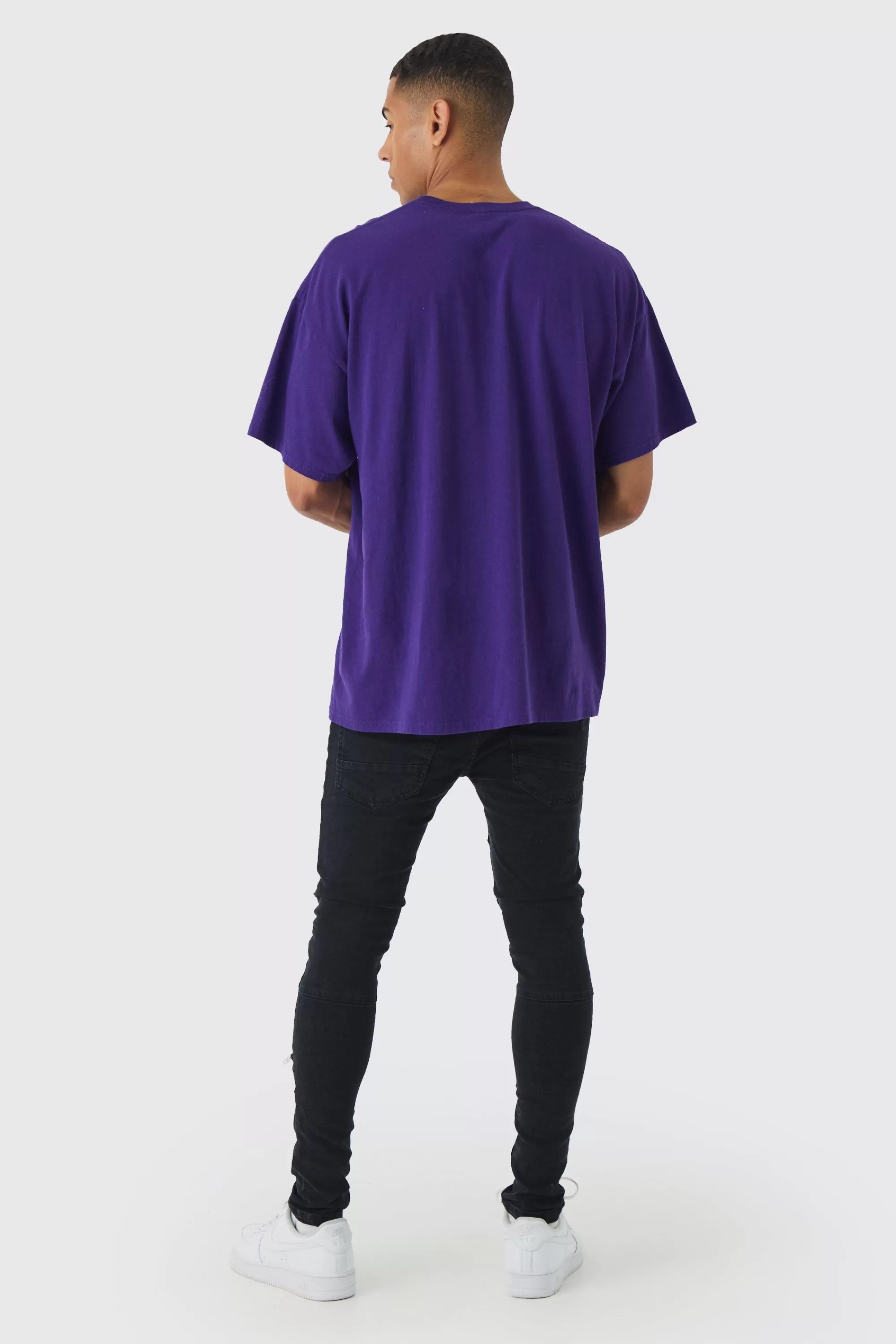 boohooMAN Oversized The Offspring Band License Wash Print T-Shirt | UK purple Best