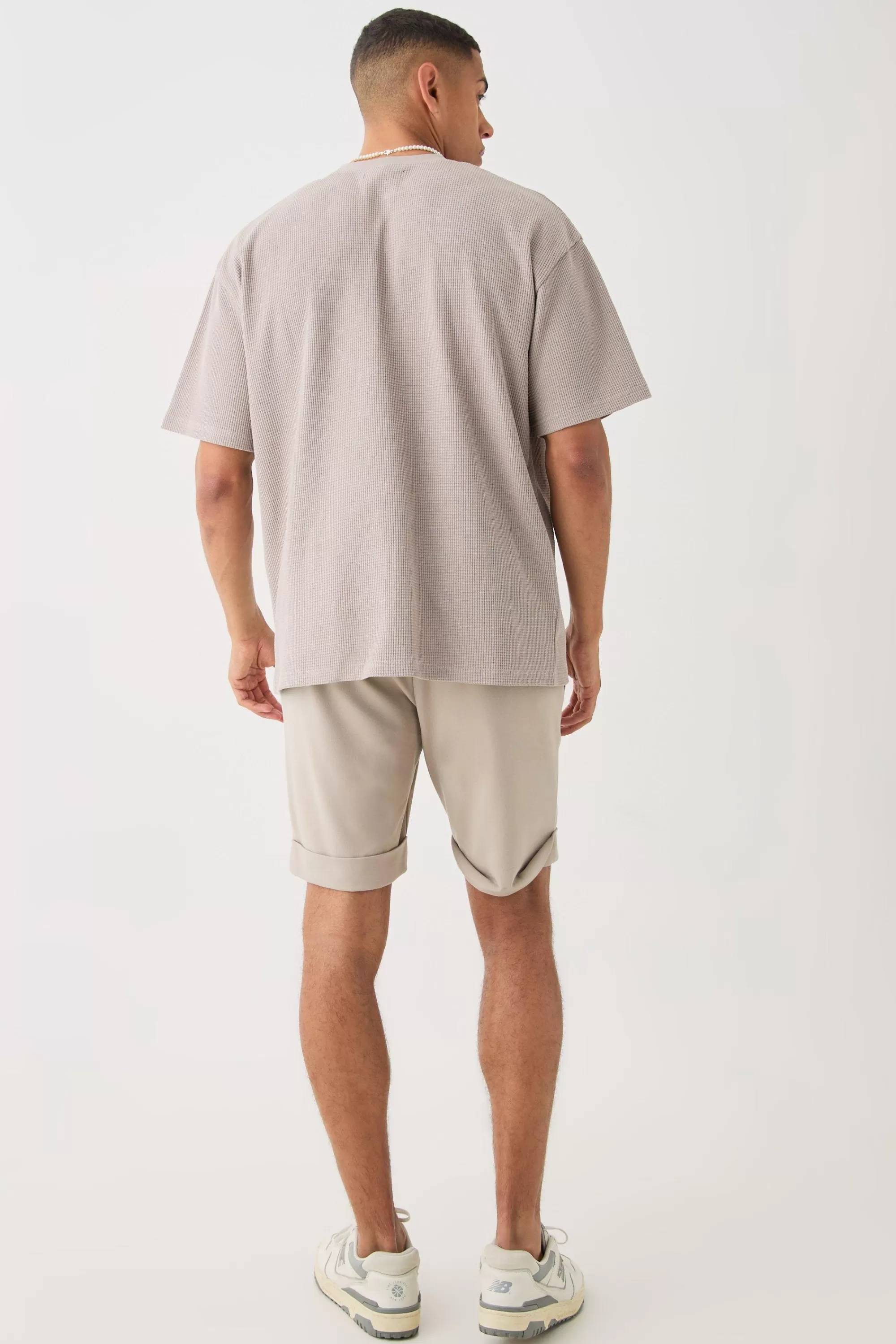 boohooMAN Oversized Waffle T-shirt | UK taupe Flash Sale