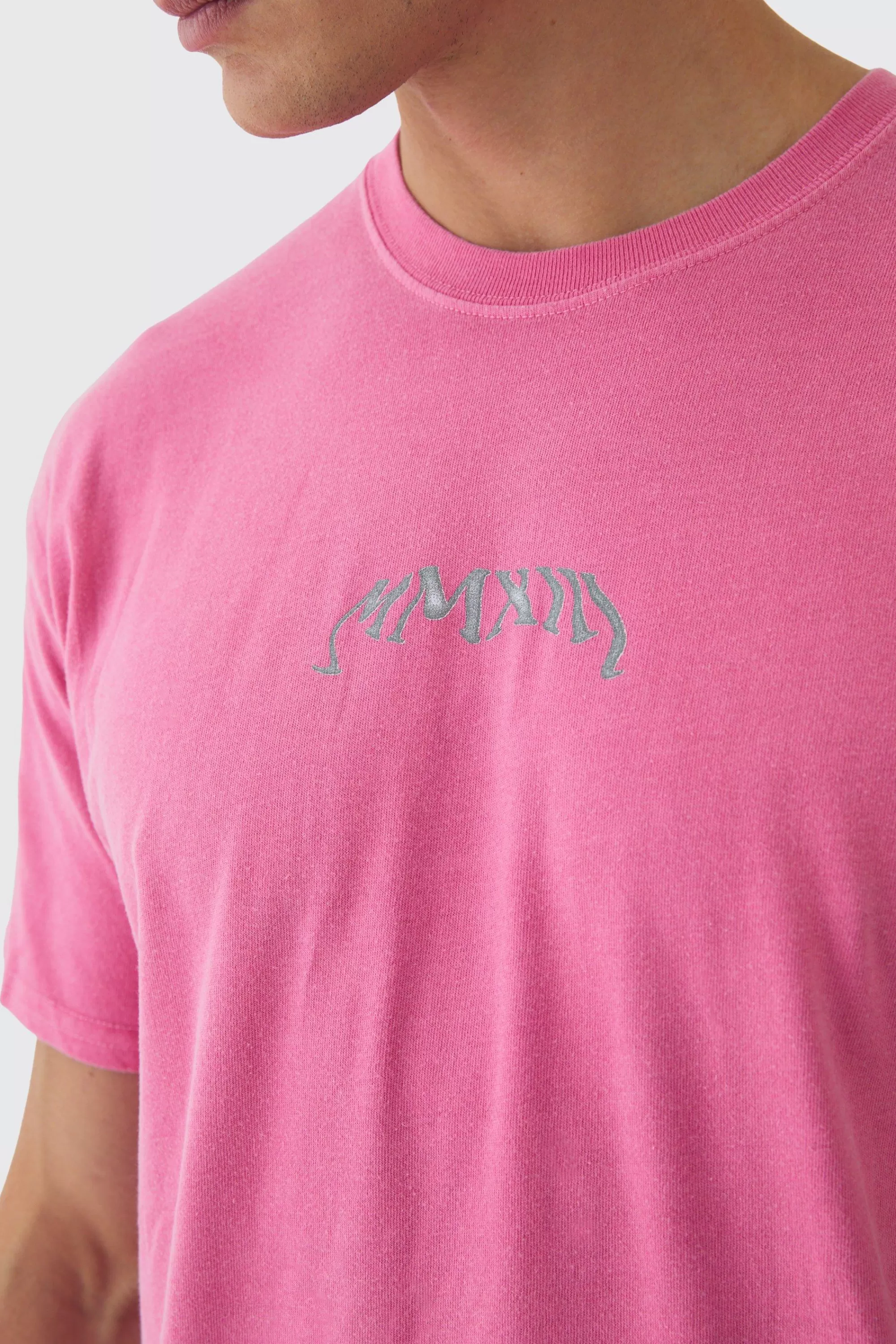 boohooMAN Oversized Washed Branded T-Shirt | UK pink Discount