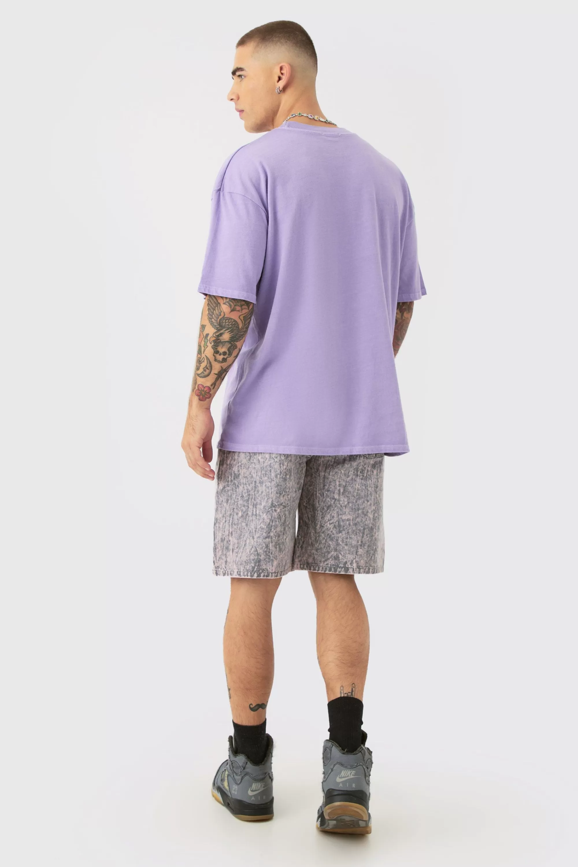 boohooMAN Oversized Washed Homme Text Print T-shirt | UK purple Best Sale