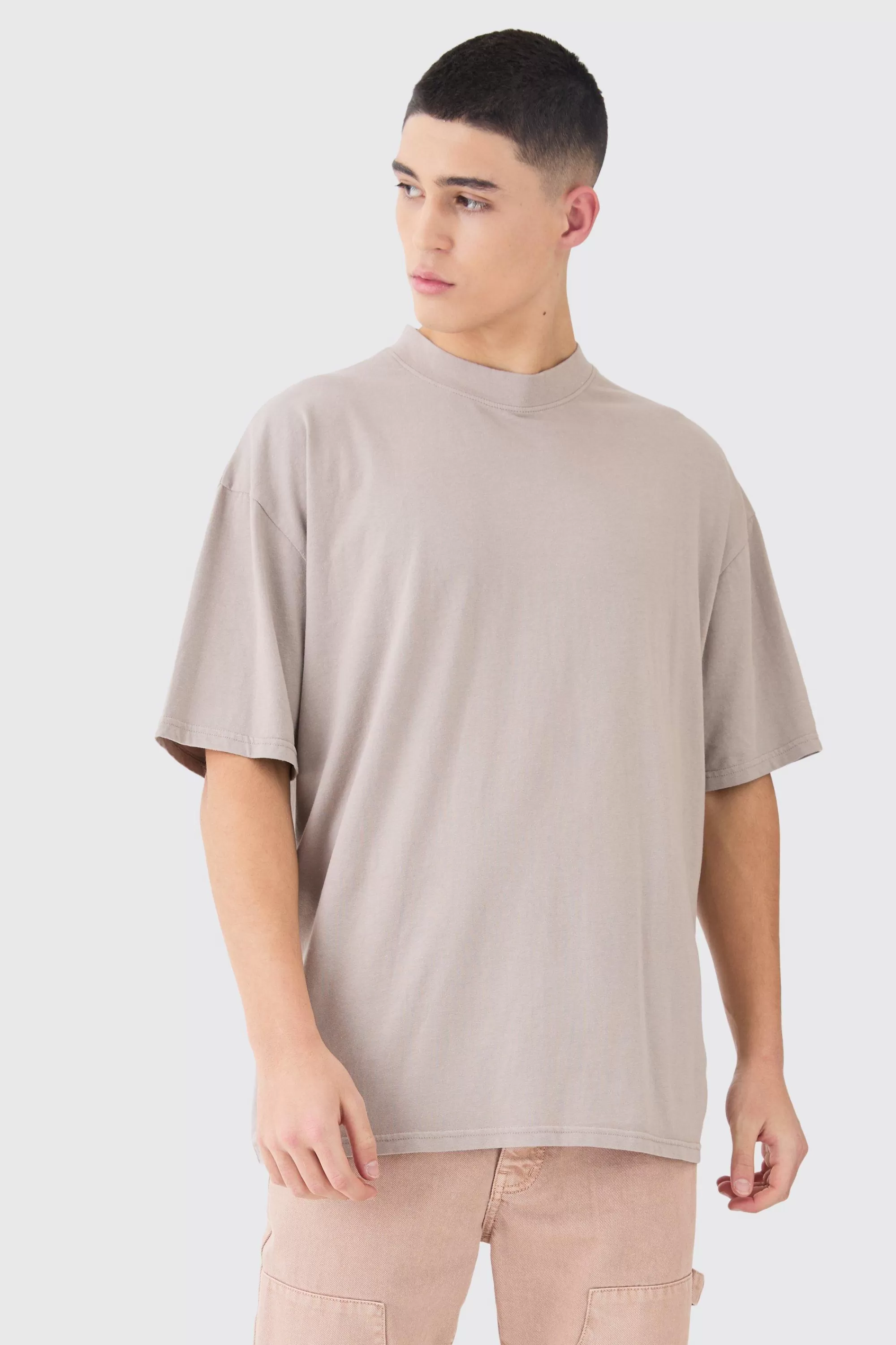 boohooMAN Oversized Washed T-shirt | UK taupe New
